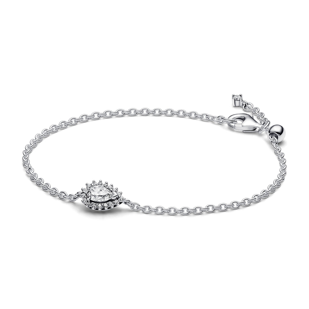 PANDORA Sparkling Pear Halo Chain Bracelet Cubic Zirconia Silver Weddings Bracelets Jewelry Gift
