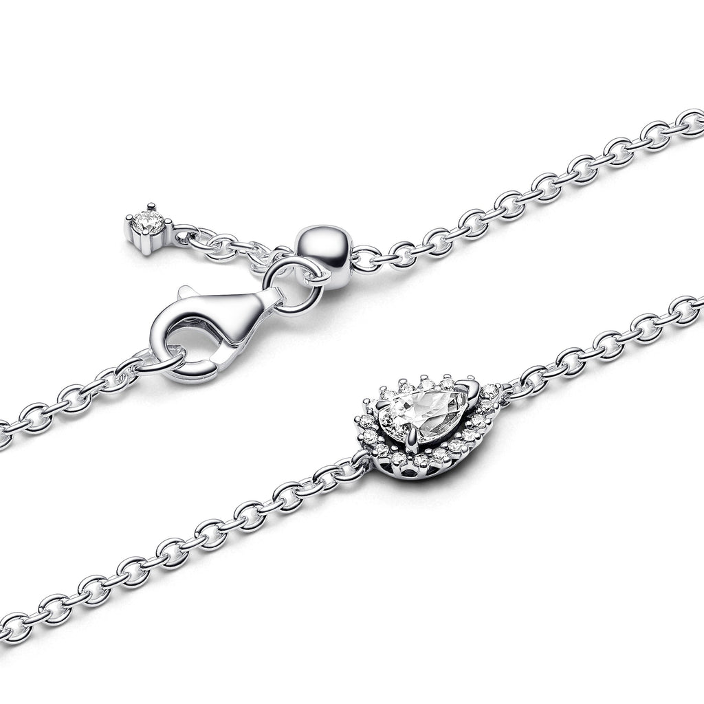 PANDORA Sparkling Pear Halo Chain Bracelet Cubic Zirconia Silver Weddings Bracelets Jewelry Gift