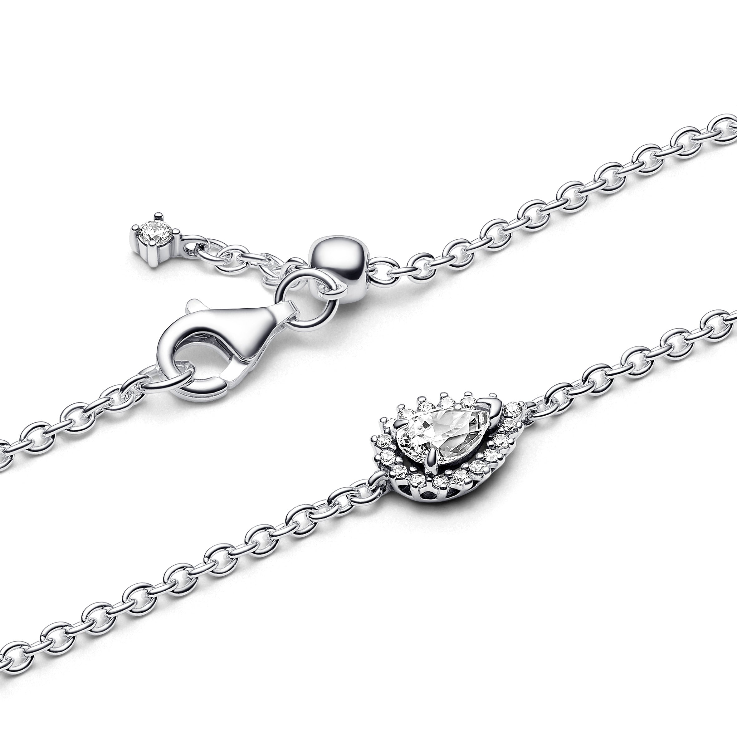 PANDORA Sparkling Pear Halo Chain Bracelet Cubic Zirconia Silver Weddings Bracelets Jewelry Gift