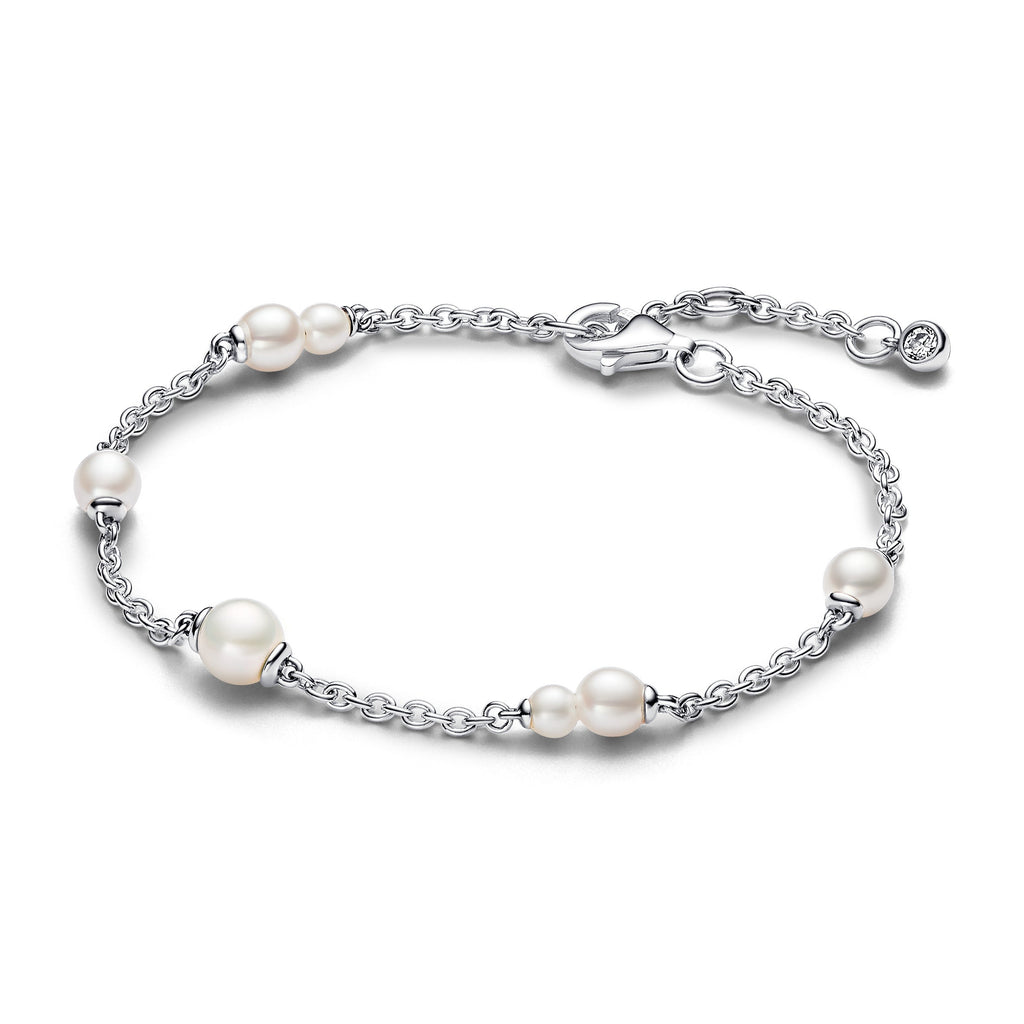 PANDORA Treated Freshwater Cultured Pearl Station Chain Bracelet Sterling Silver Weddings Bracelets Jewelry Gift