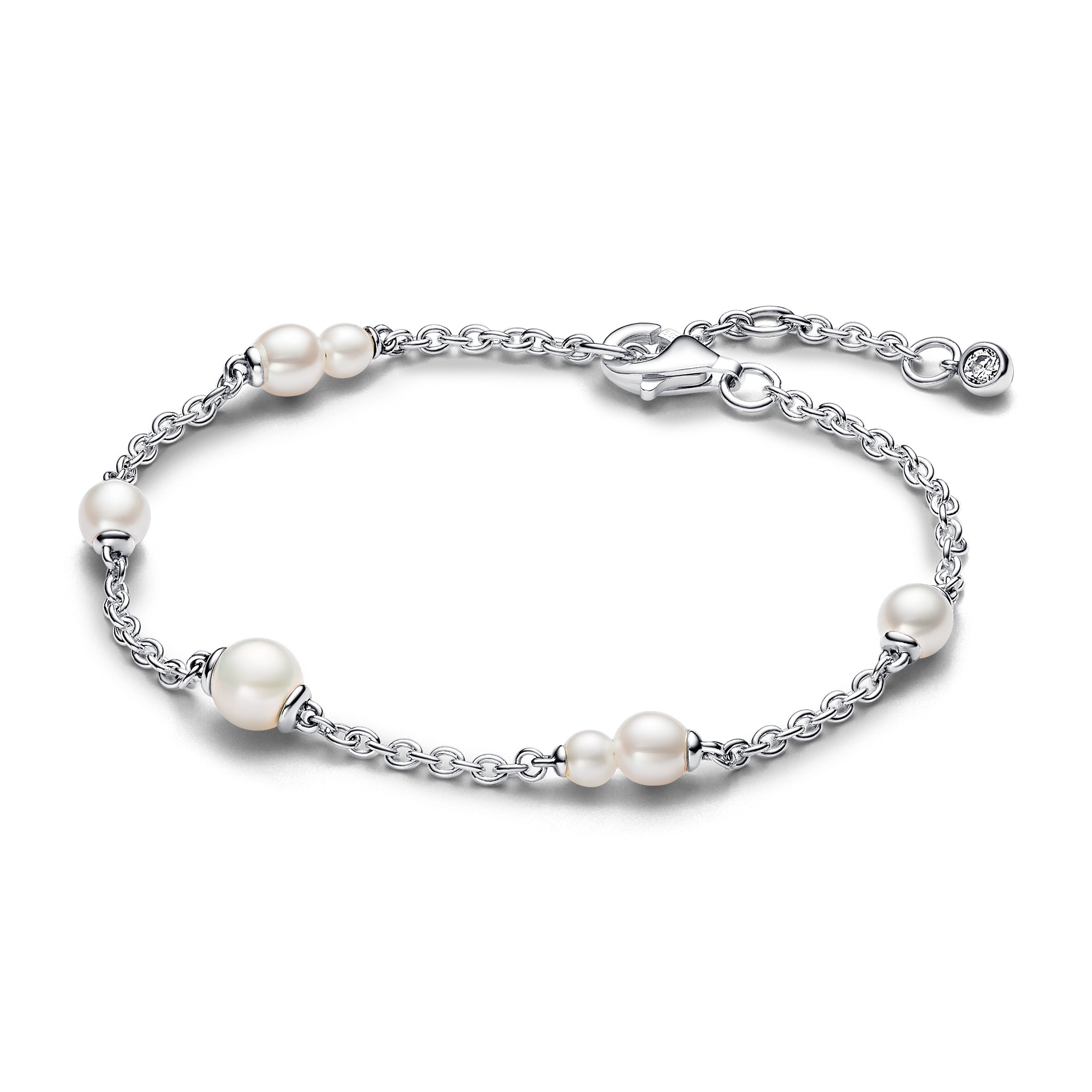 PANDORA Treated Freshwater Cultured Pearl Station Chain Bracelet Sterling Silver Weddings Bracelets Jewelry Gift