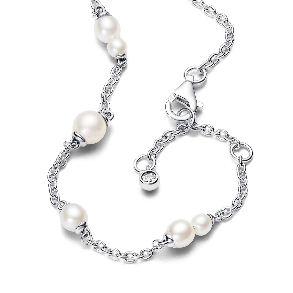 PANDORA Treated Freshwater Cultured Pearl Station Chain Bracelet Sterling Silver Weddings Bracelets Jewelry Gift