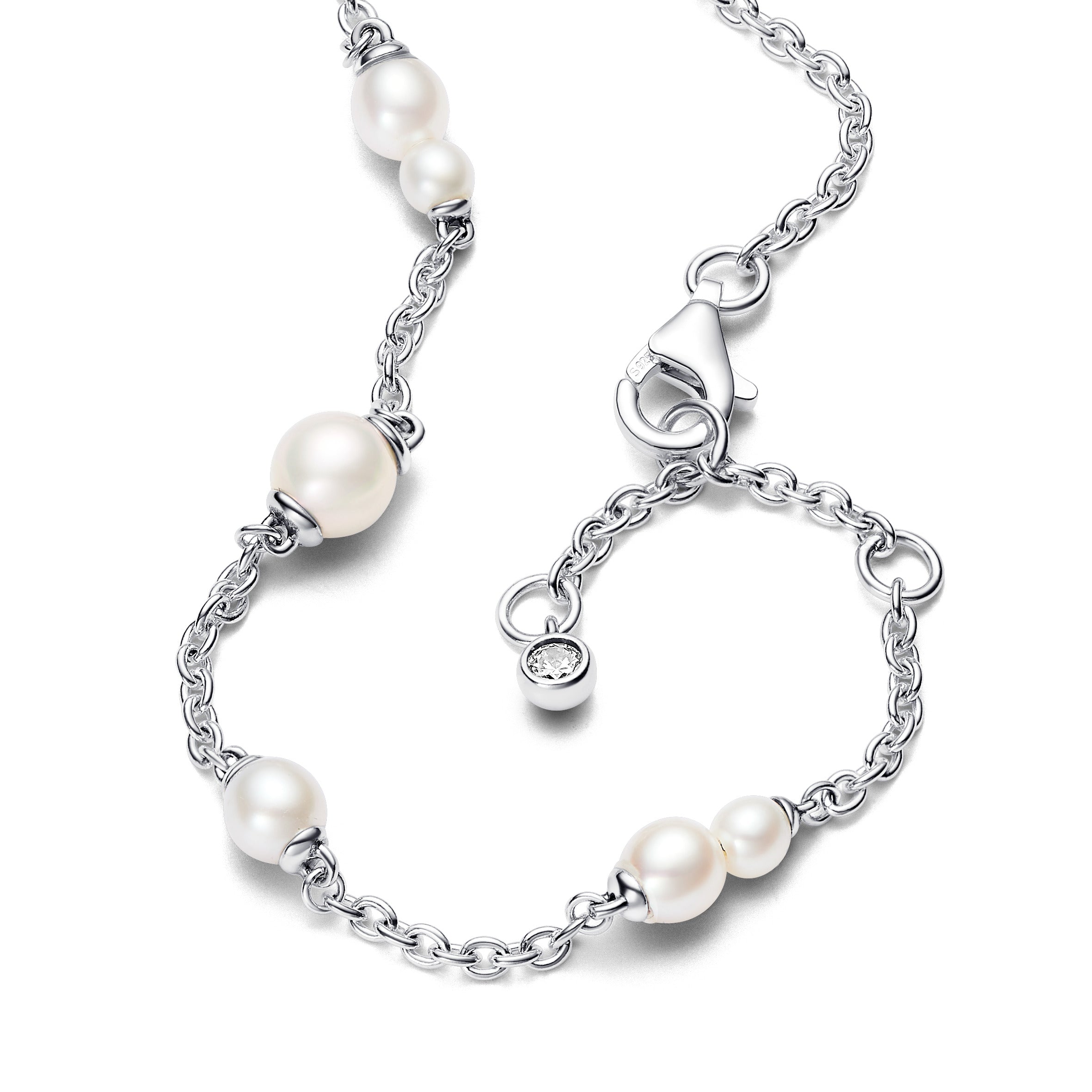PANDORA Treated Freshwater Cultured Pearl Station Chain Bracelet Sterling Silver Weddings Bracelets Jewelry Gift