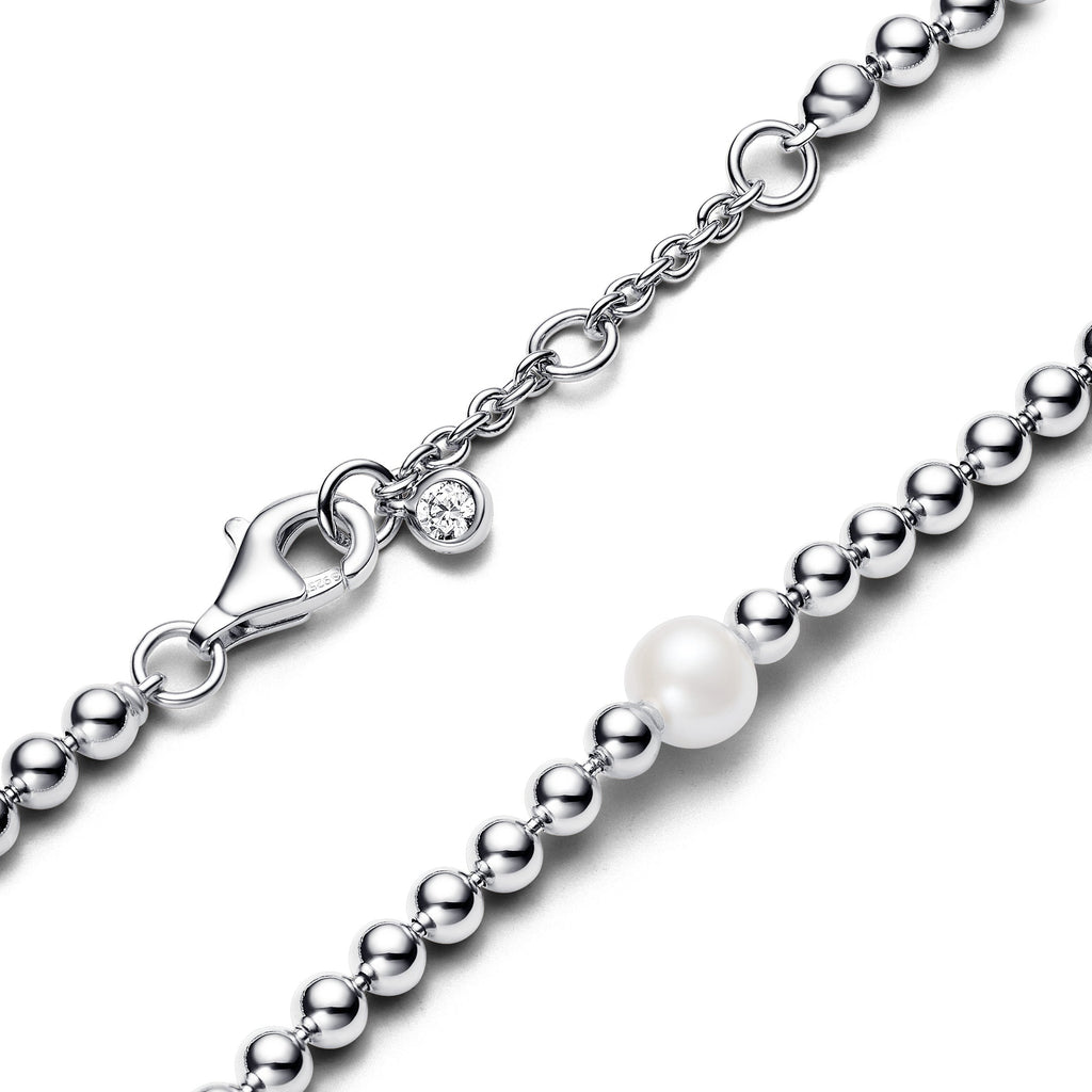 PANDORA Treated Freshwater Cultured Pearl And Beads Bracelet Sterling Silver Weddings Bracelets Chain Bracelet Jewelry Gift