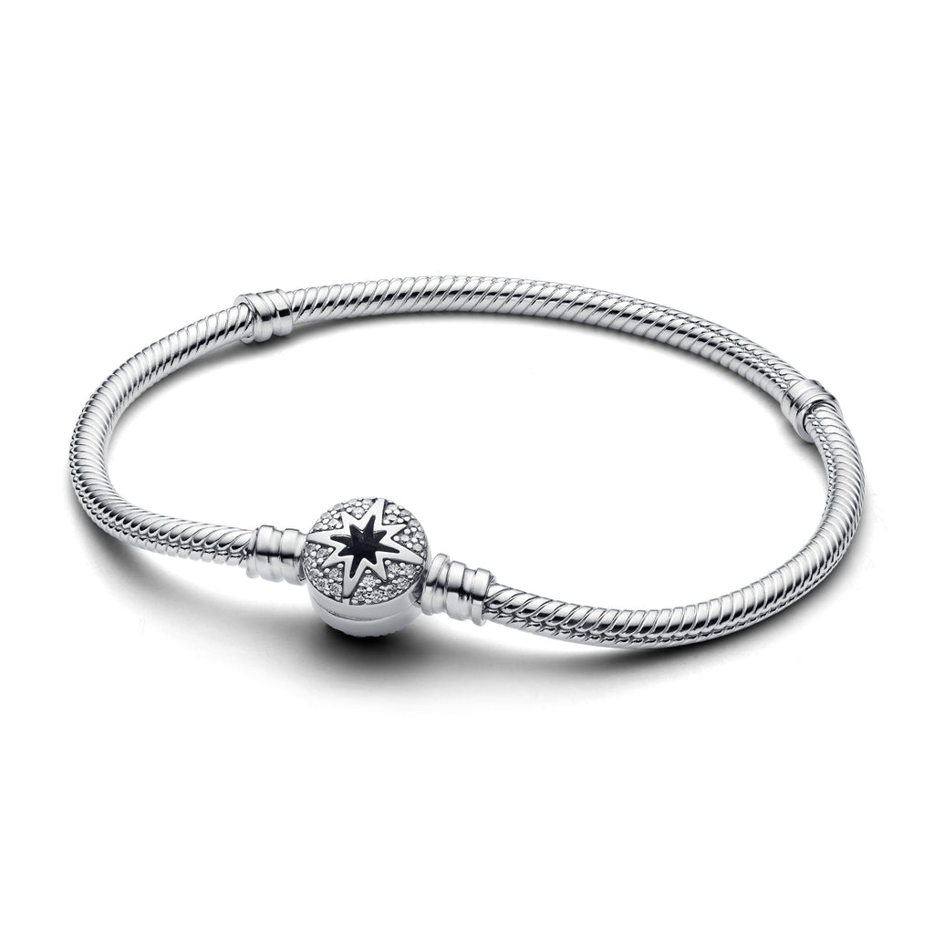 PANDORA North Star Clasp Snake Chain Bracelet Cubic Zirconia Silver Nature And Celestial Bracelets Jewelry Gift