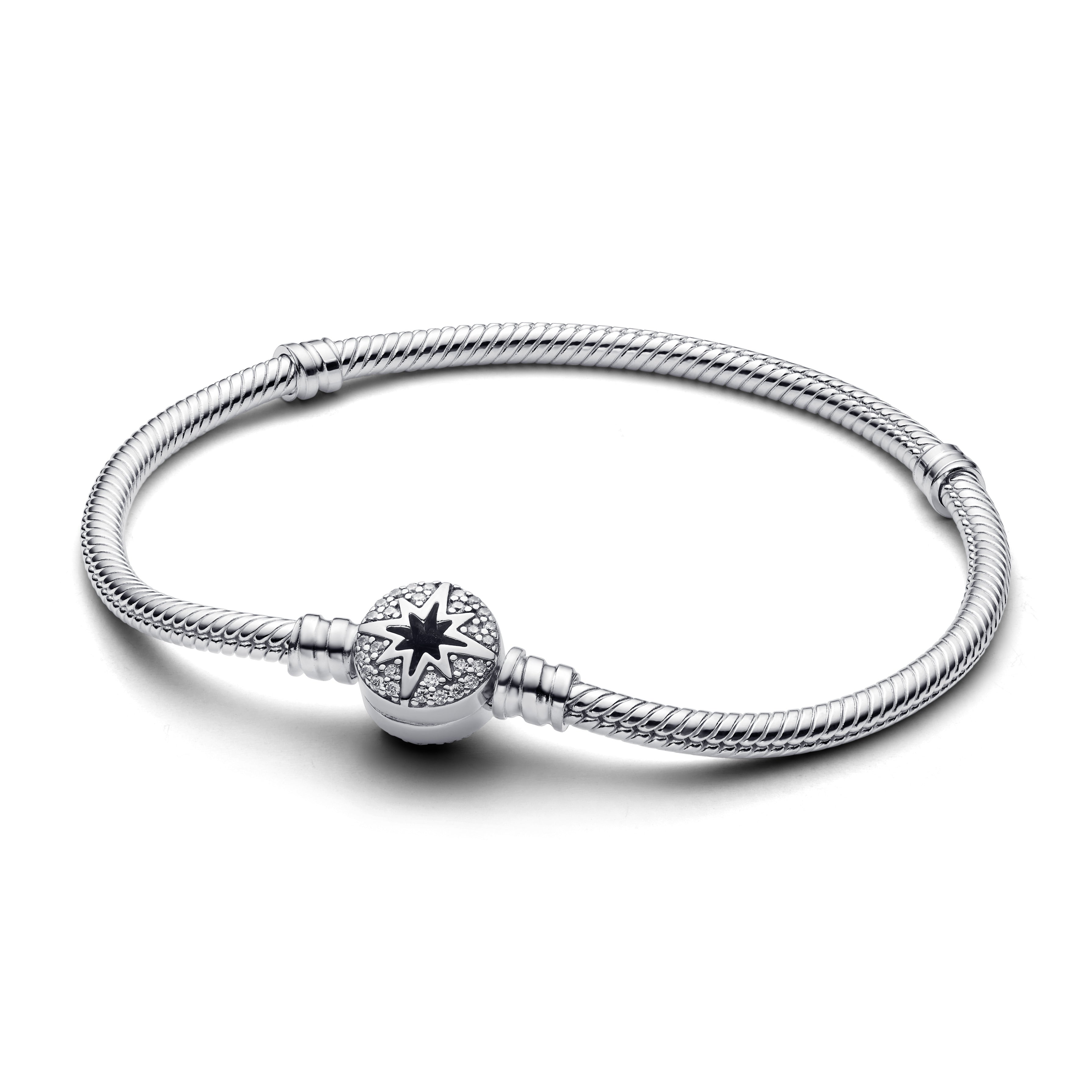 PANDORA North Star Clasp Snake Chain Bracelet Cubic Zirconia Silver Nature And Celestial Bracelets Jewelry Gift