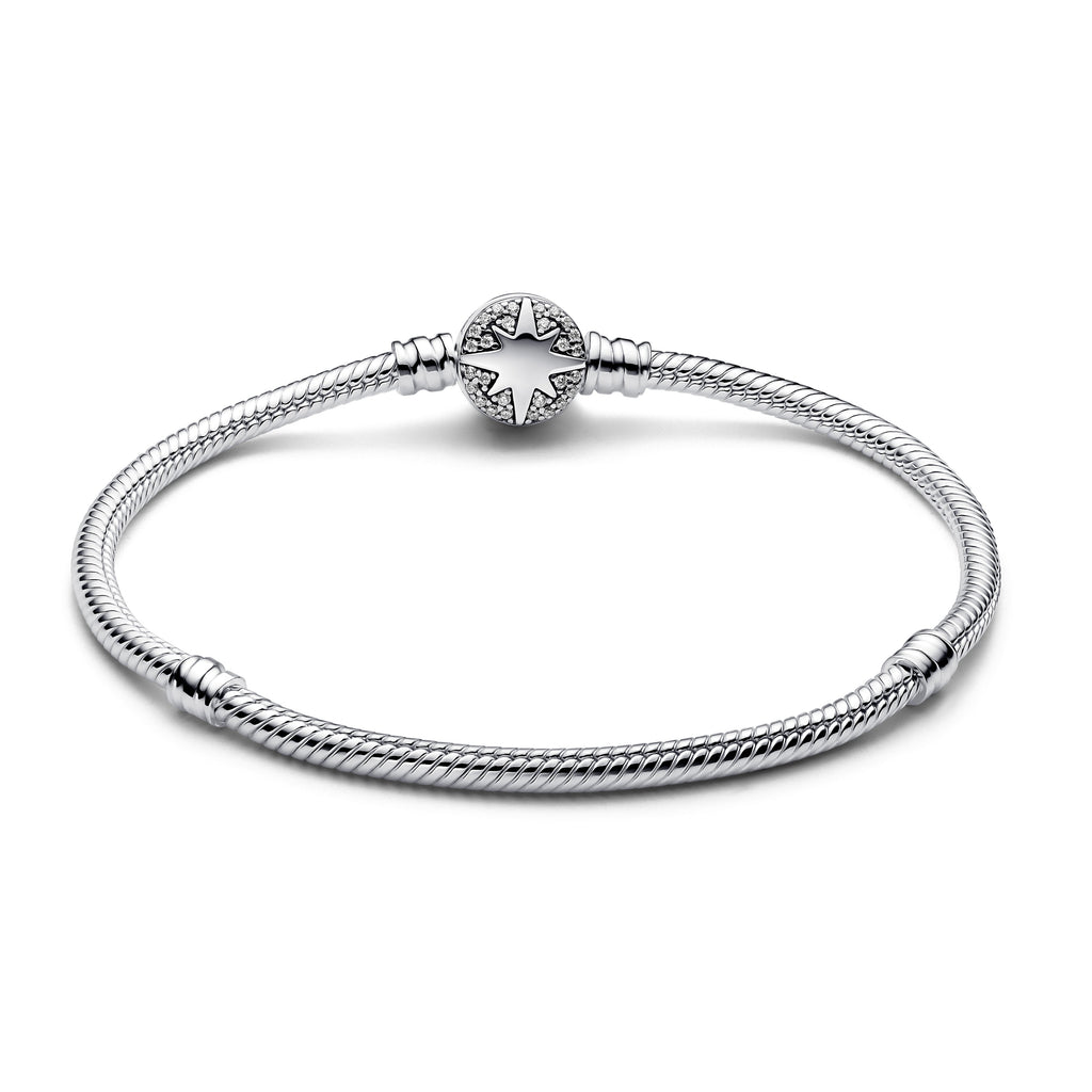 PANDORA North Star Clasp Snake Chain Bracelet Cubic Zirconia Silver Nature And Celestial Bracelets Jewelry Gift