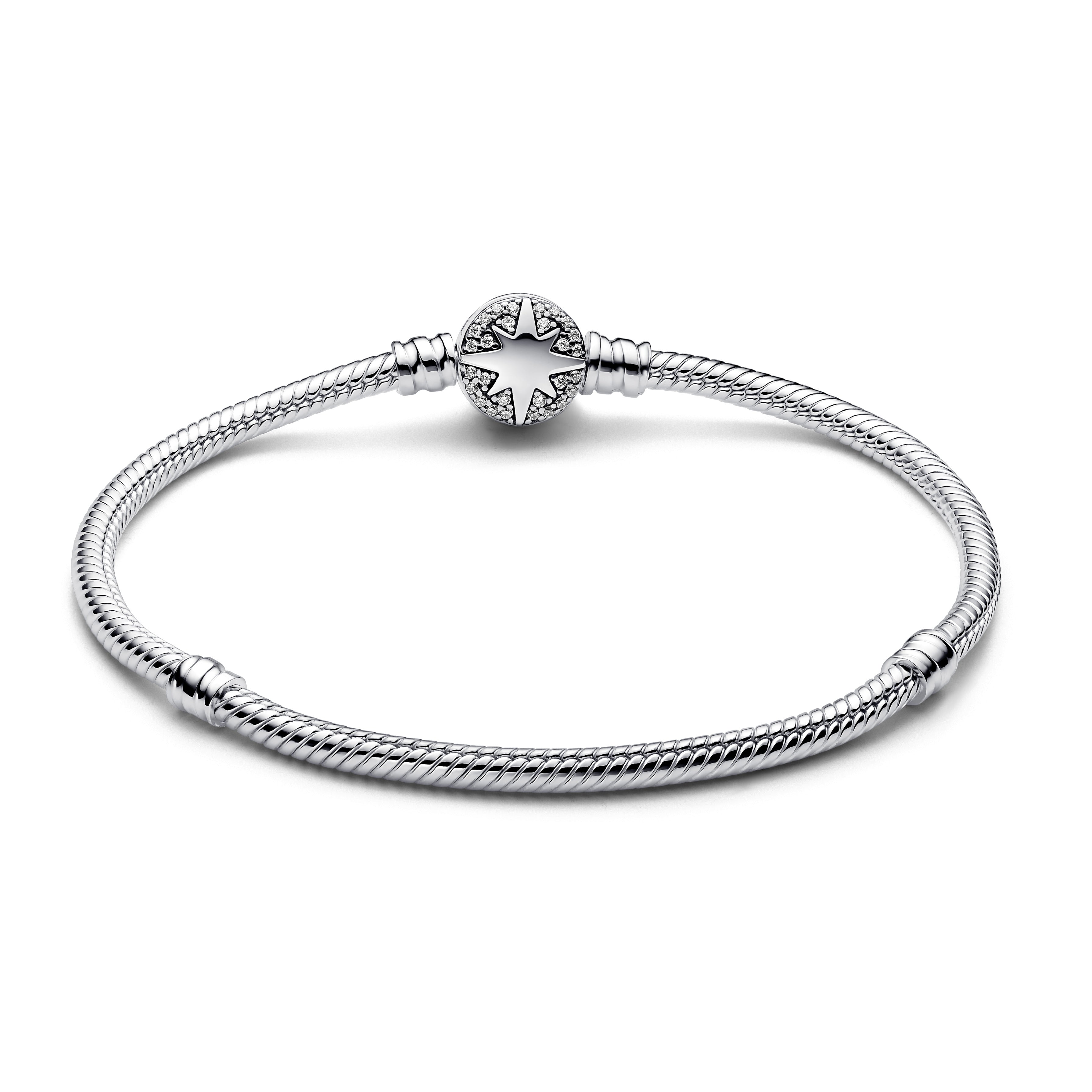 PANDORA North Star Clasp Snake Chain Bracelet Cubic Zirconia Silver Nature And Celestial Bracelets Jewelry Gift