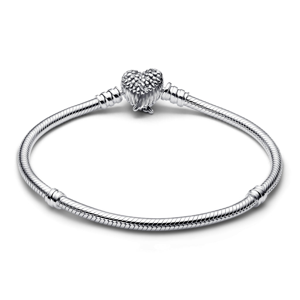 PANDORA Heart Wings Clasp Snake Chain Bracelet Cubic Zirconia Silver Bracelets Jewelry Gift