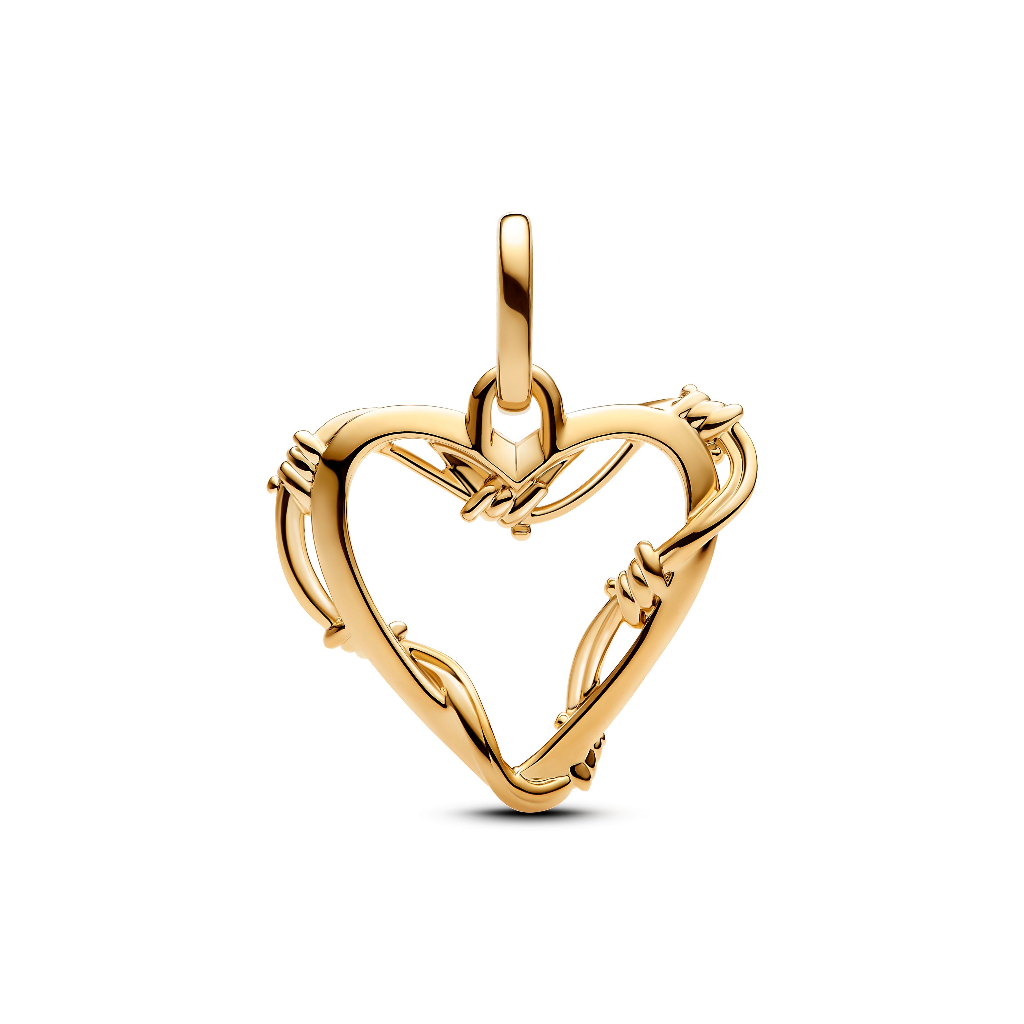 PANDORA Wire Heart Dangle Charm 14K Gold Plated Unique Metal Blend Charms Bracelet Charm Jewelry Gift