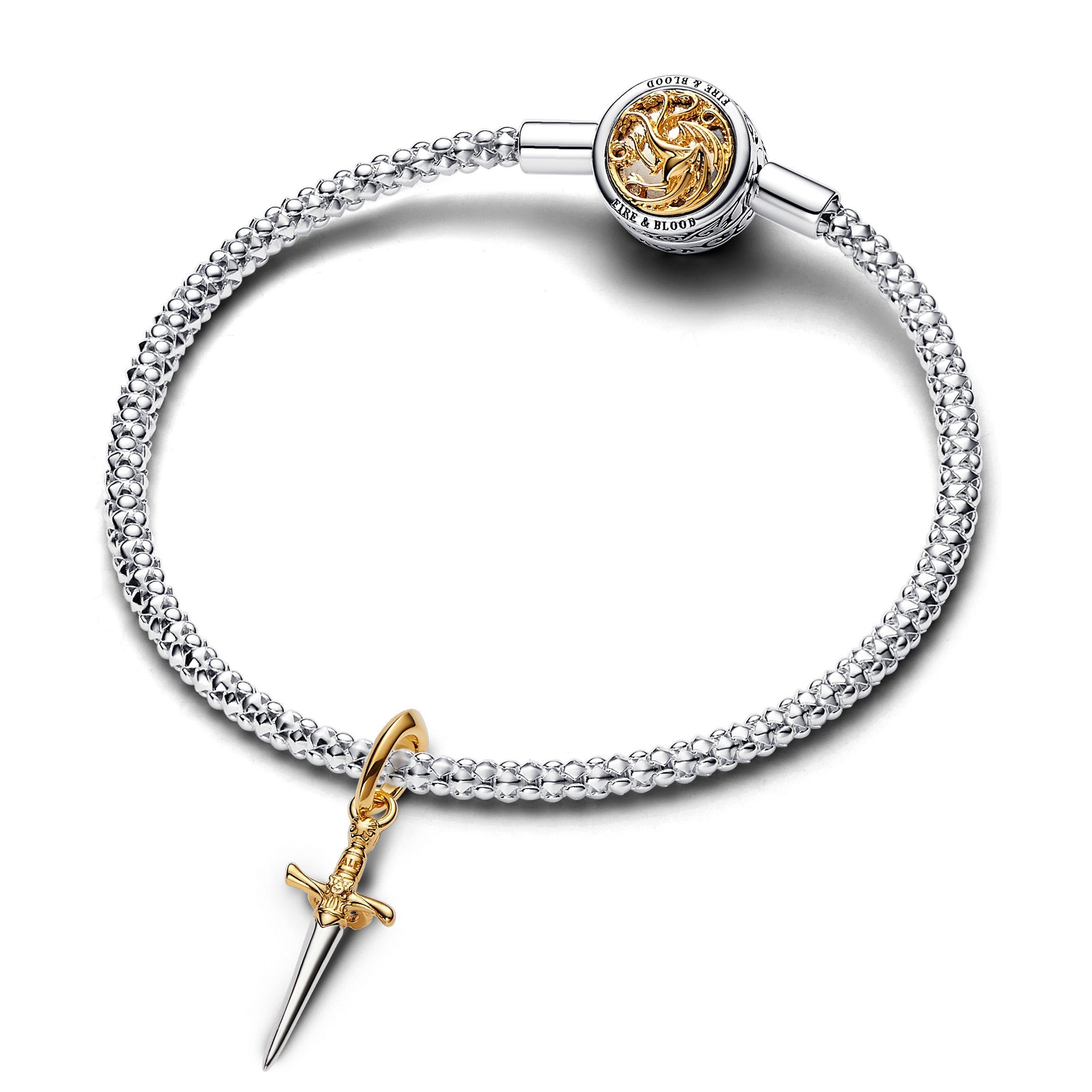 PANDORA Game Of Thrones Needle Dangle Charm 14K Gold Plated Unique Metal Blend Charms Bracelet Charm Jewelry Gift