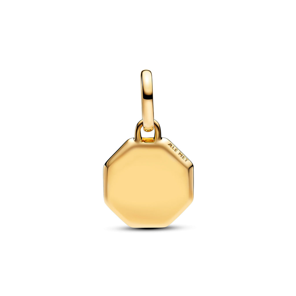 PANDORA Blue Engravable Mini Medallion Charm 14K Gold Plated Unique Metal Blend Colours Charms Bracelet Charm Jewelry Gift