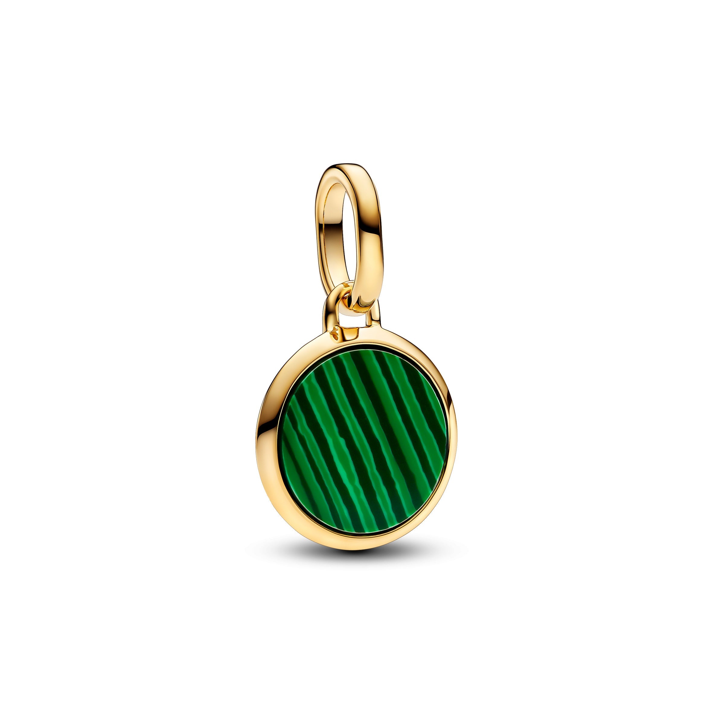 PANDORA Green Engravable Mini Medallion Charm 14K Gold Plated Unique Metal Blend Colours Charms Bracelet Charm Jewelry Gift