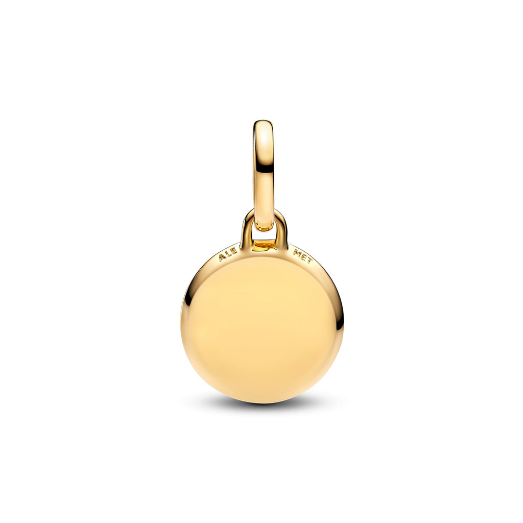 PANDORA Green Engravable Mini Medallion Charm 14K Gold Plated Unique Metal Blend Colours Charms Bracelet Charm Jewelry Gift