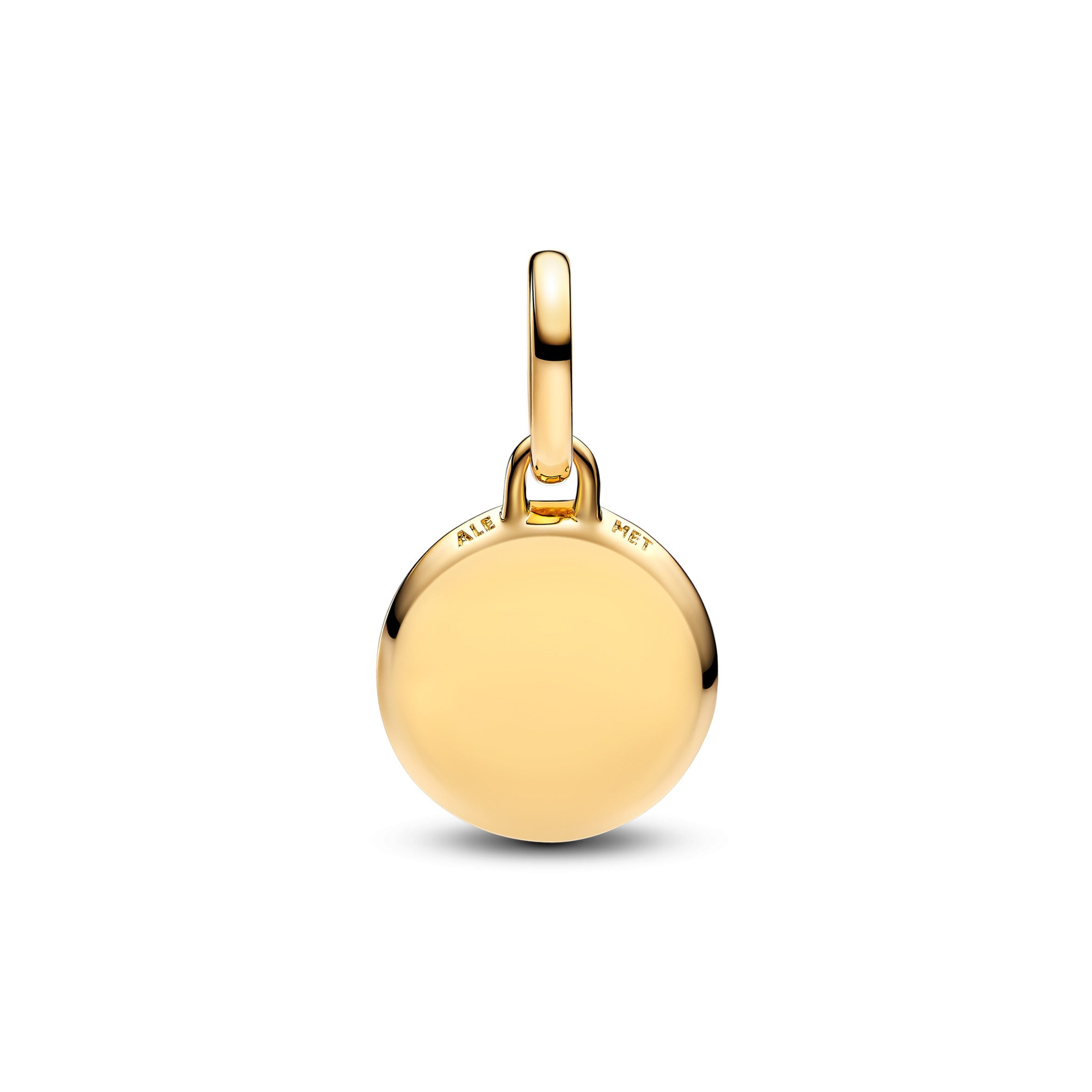 PANDORA Green Engravable Mini Medallion Charm 14K Gold Plated Unique Metal Blend Colours Charms Bracelet Charm Jewelry Gift