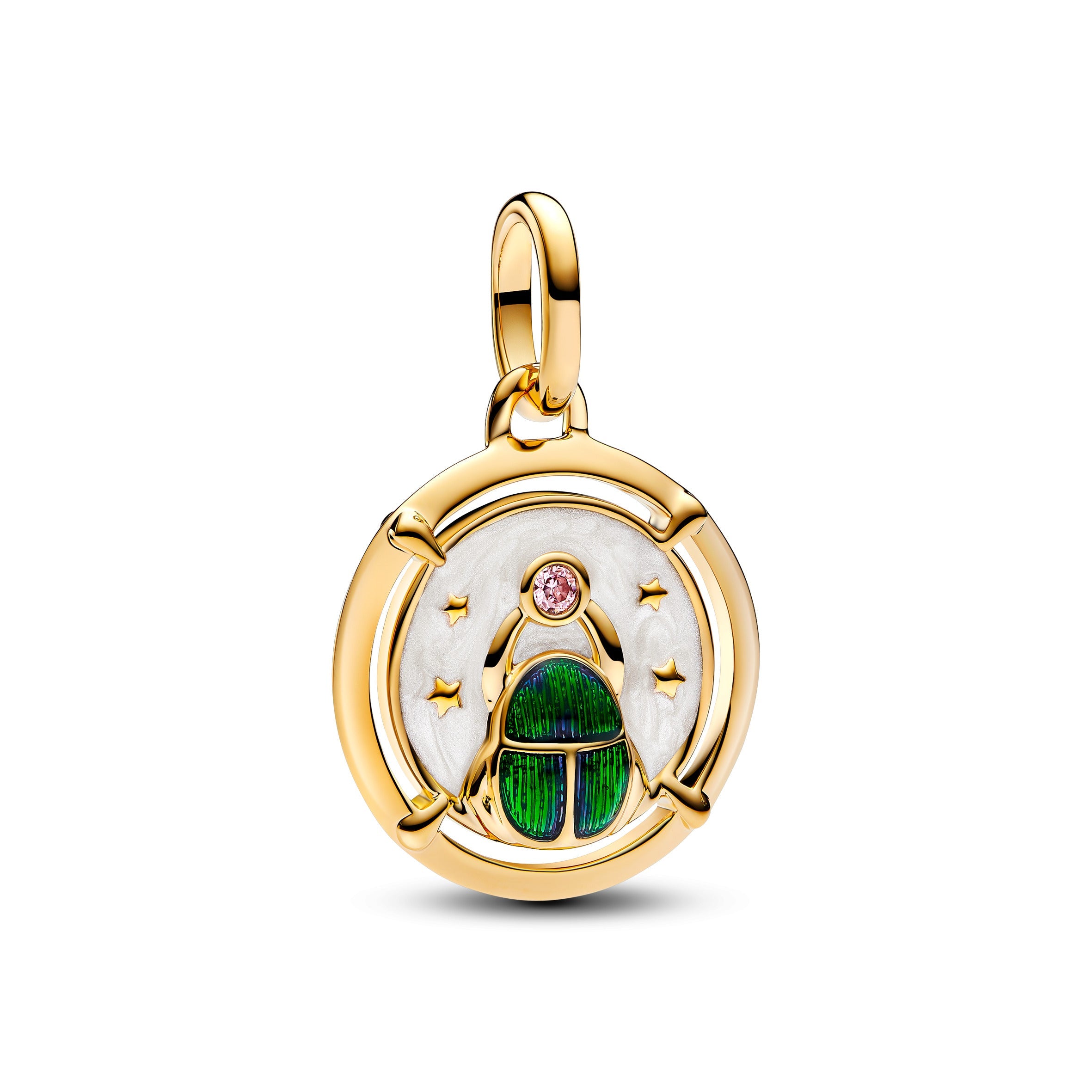 PANDORA Scarab Beetle Medallion Charm 14K Gold Plated Unique Metal Blend Animals Charms Bracelet Charm Jewelry Gift