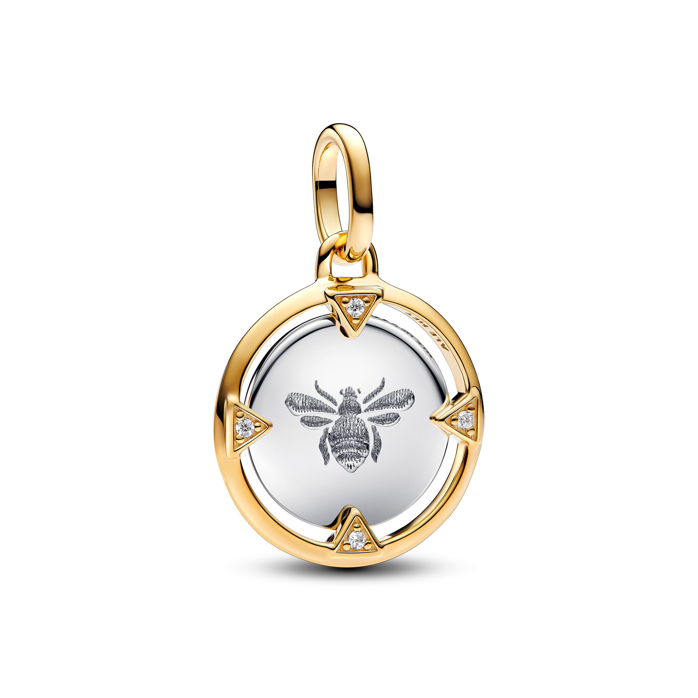 PANDORA Bee Medallion Charm 14K Gold Plated Unique Metal Blend Clear Animals Charms Bracelet Charm Jewelry Gift