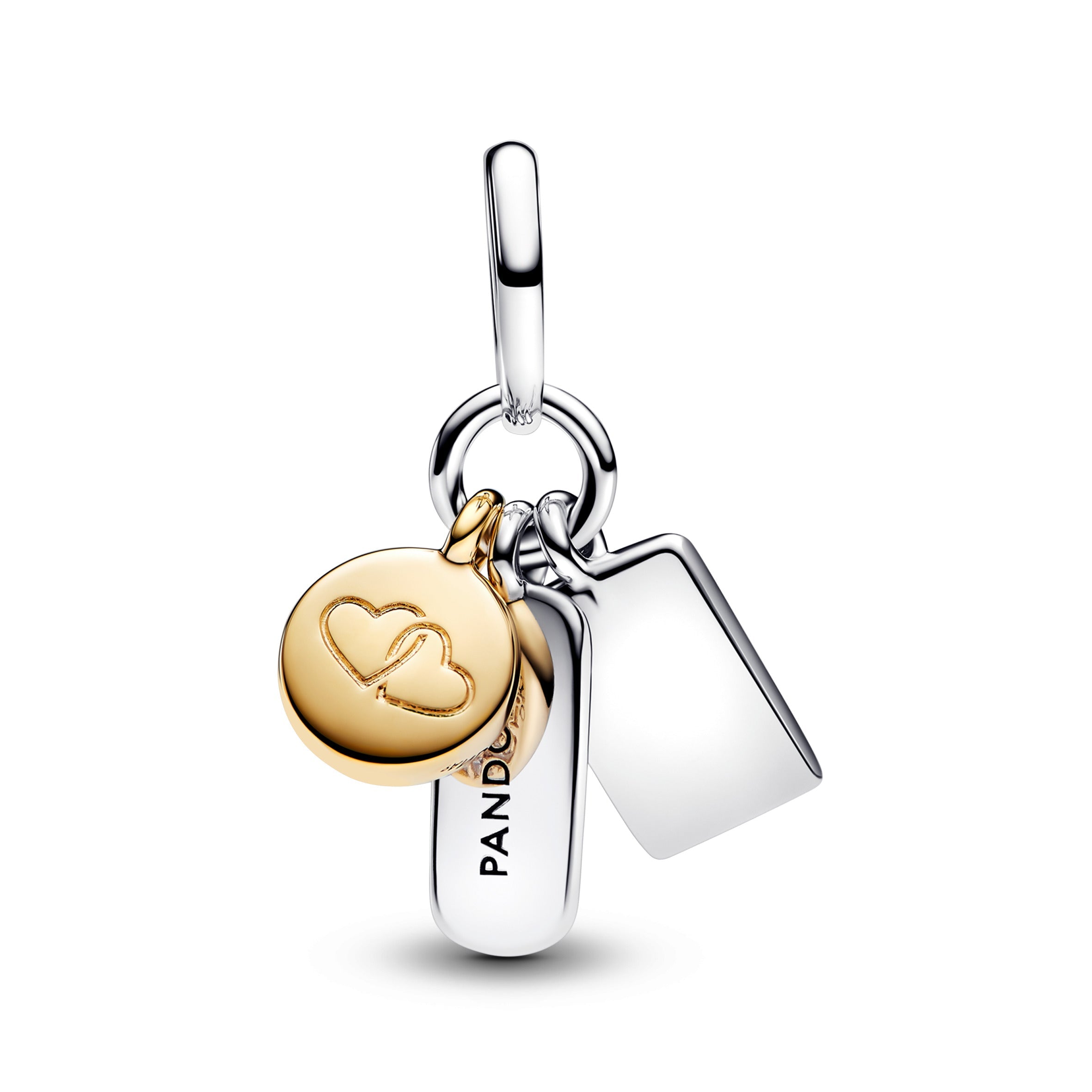 PANDORA Friendship Triple Dangle Charm 14K Gold Plated Unique Metal Blend Clear Be Love Charms Bracelet Charm Jewelry Gift