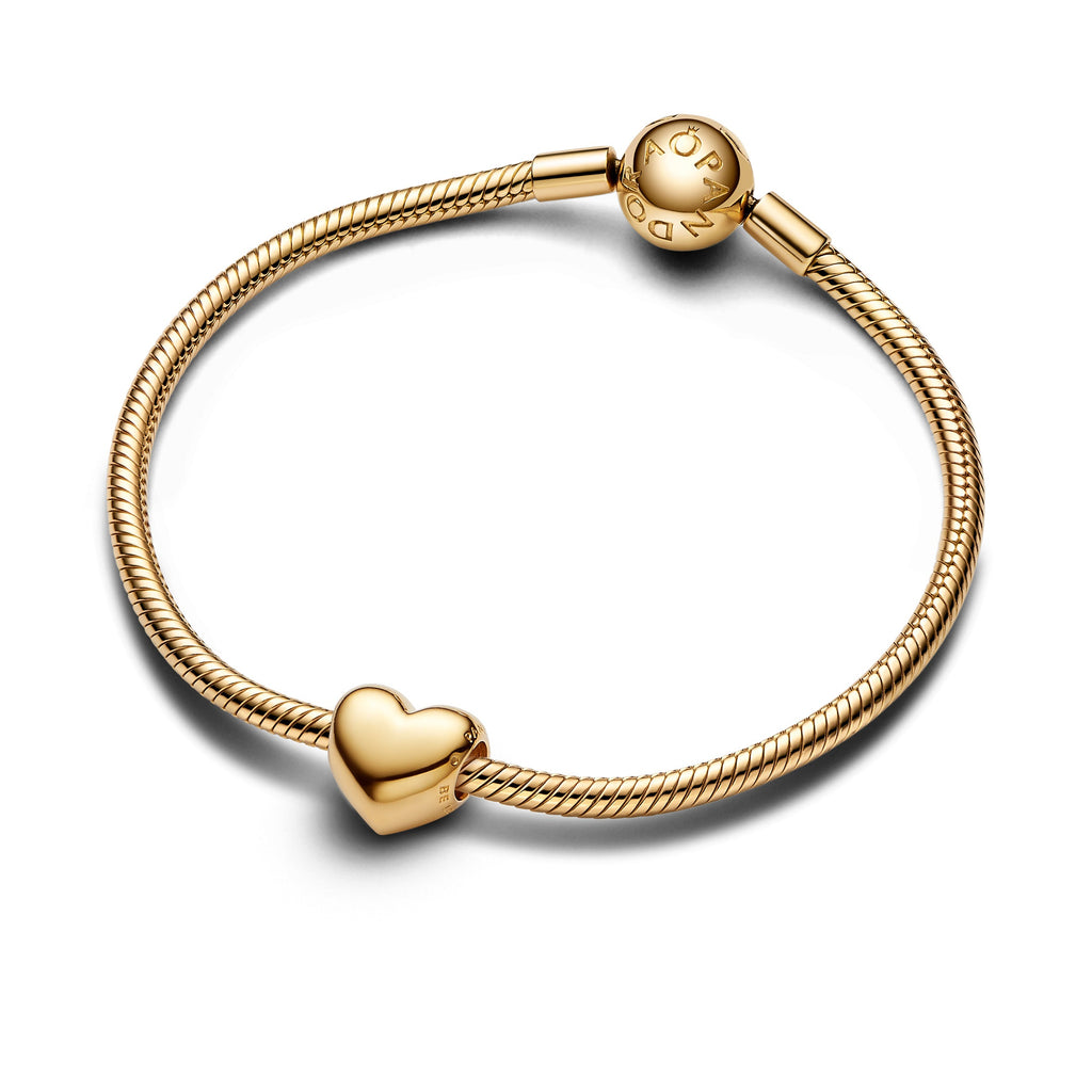 PANDORA Be Love Engravable Heart Charm 14K Gold Plated Unique Metal Blend Charms Bracelet Charm Jewelry Gift