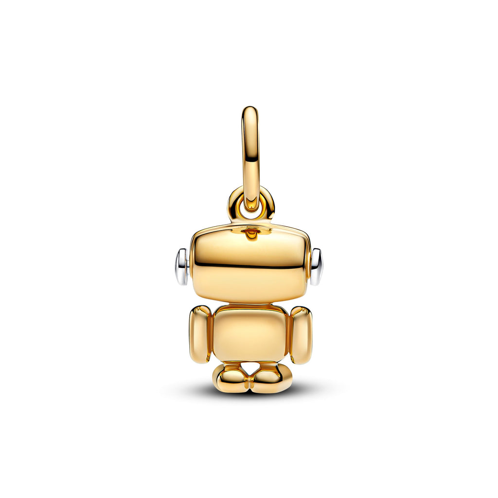 PANDORA Spinnable Face Robot Dangle Charm 14K Gold Plated Unique Metal Blend Pearlescent Be Love Charms Bracelet Charm Jewelry Gift