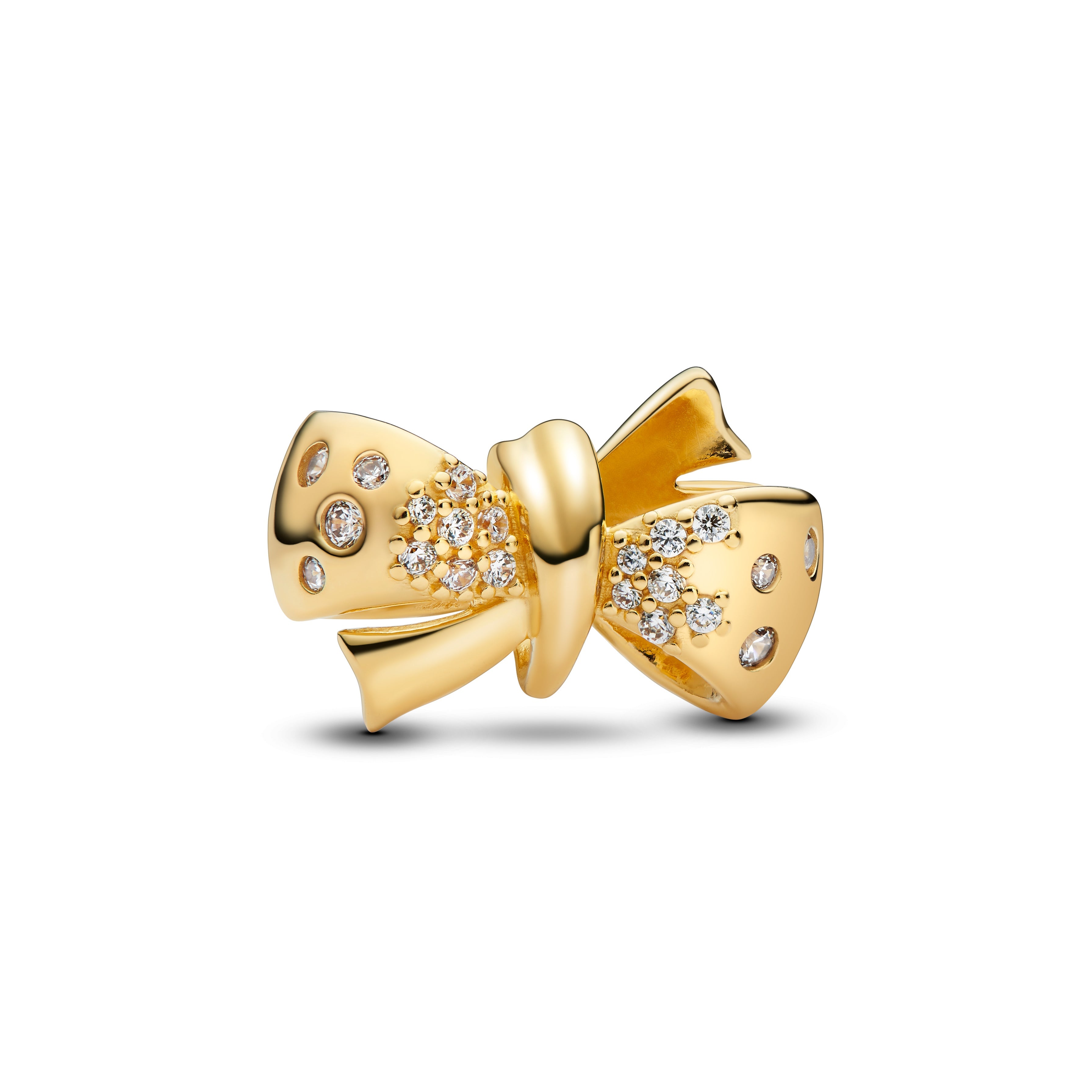 PANDORA Sparkling Bow Charm 14K Gold Plated Unique Metal Blend Charms Bracelet Charm Jewelry Gift