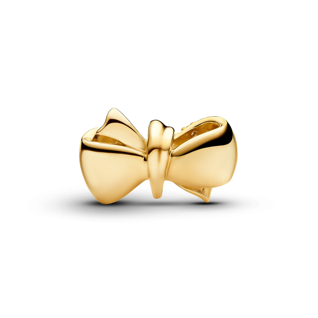 PANDORA Sparkling Bow Charm 14K Gold Plated Unique Metal Blend Charms Bracelet Charm Jewelry Gift