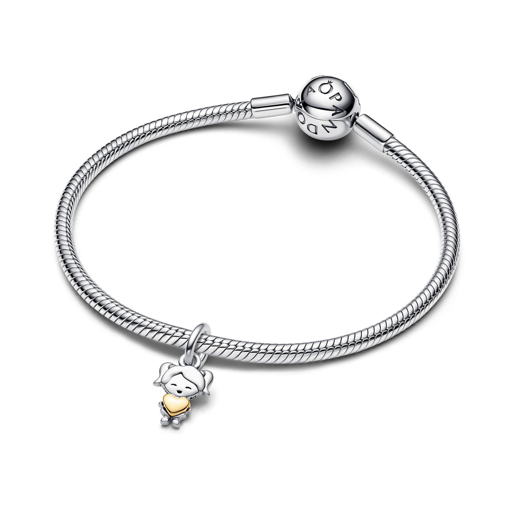 PANDORA Happy Girl Dangle Charm 14K Gold Plated Unique Metal Blend Family And Friends Charms Bracelet Charm Jewelry Gift