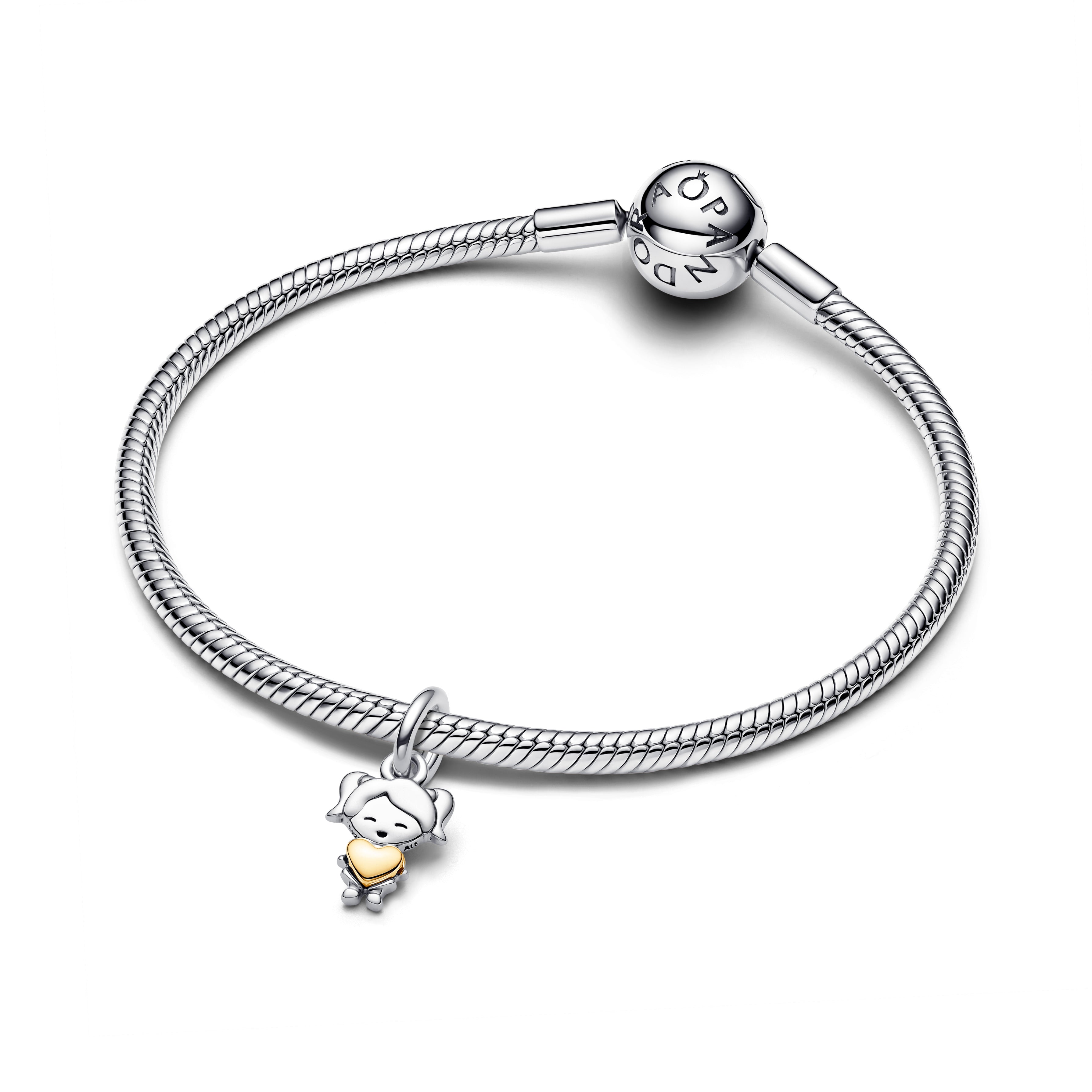 PANDORA Happy Girl Dangle Charm 14K Gold Plated Unique Metal Blend Family And Friends Charms Bracelet Charm Jewelry Gift
