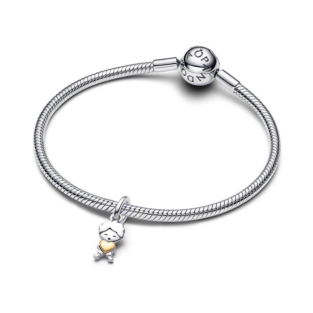 PANDORA Happy Boy Dangle Charm 14K Gold Plated Unique Metal Blend Family And Friends Charms Bracelet Charm Jewelry Gift