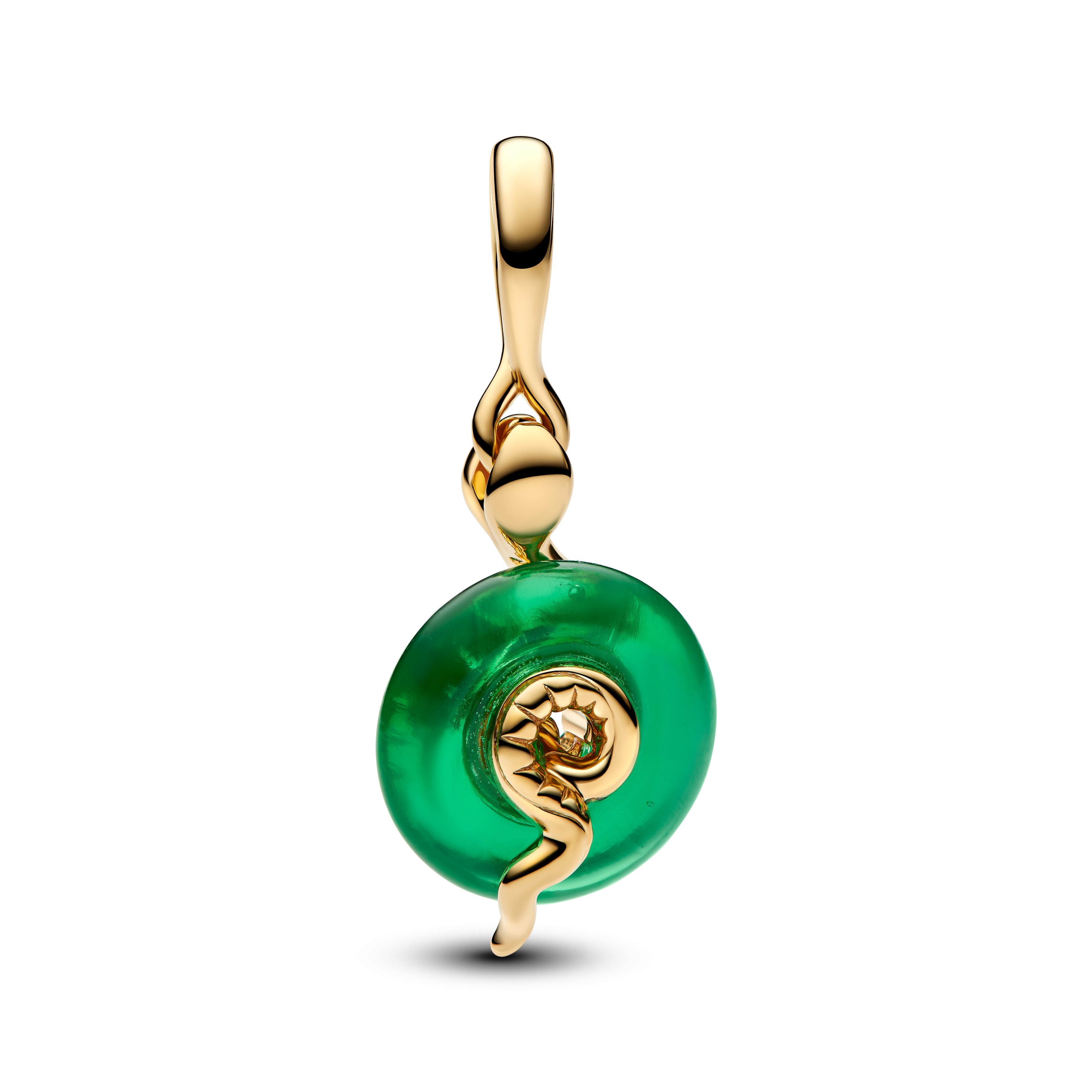 PANDORA Snake Green Murano Glass Dangle Charm 14K Gold Plated Unique Metal Blend Animals Charms Bracelet Charm Jewelry Gift