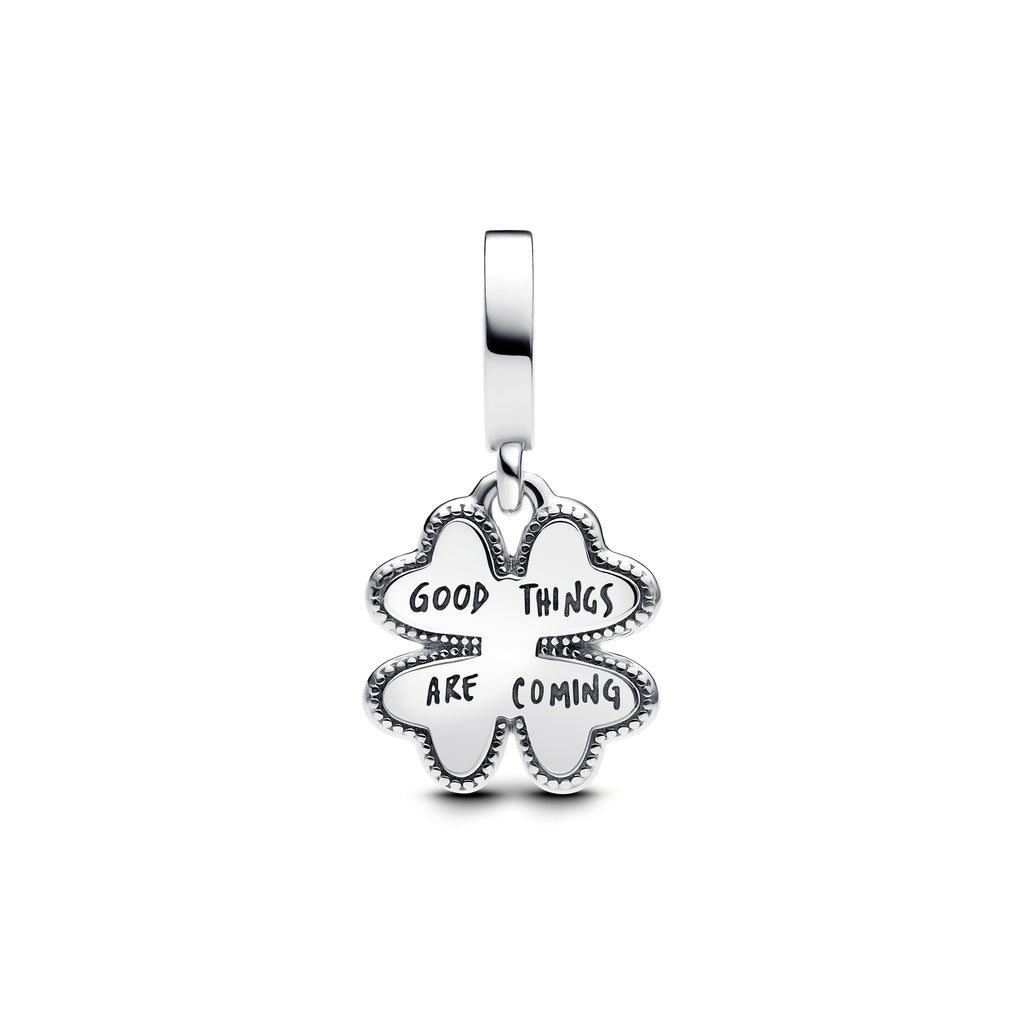 PANDORA 2025 Four Leaf Clover Lab-Grown Diamond Dangle Charm 14K Gold Plated Unique Metal Blend Blue Floral Charms Bracelet Charm Jewelry Gift