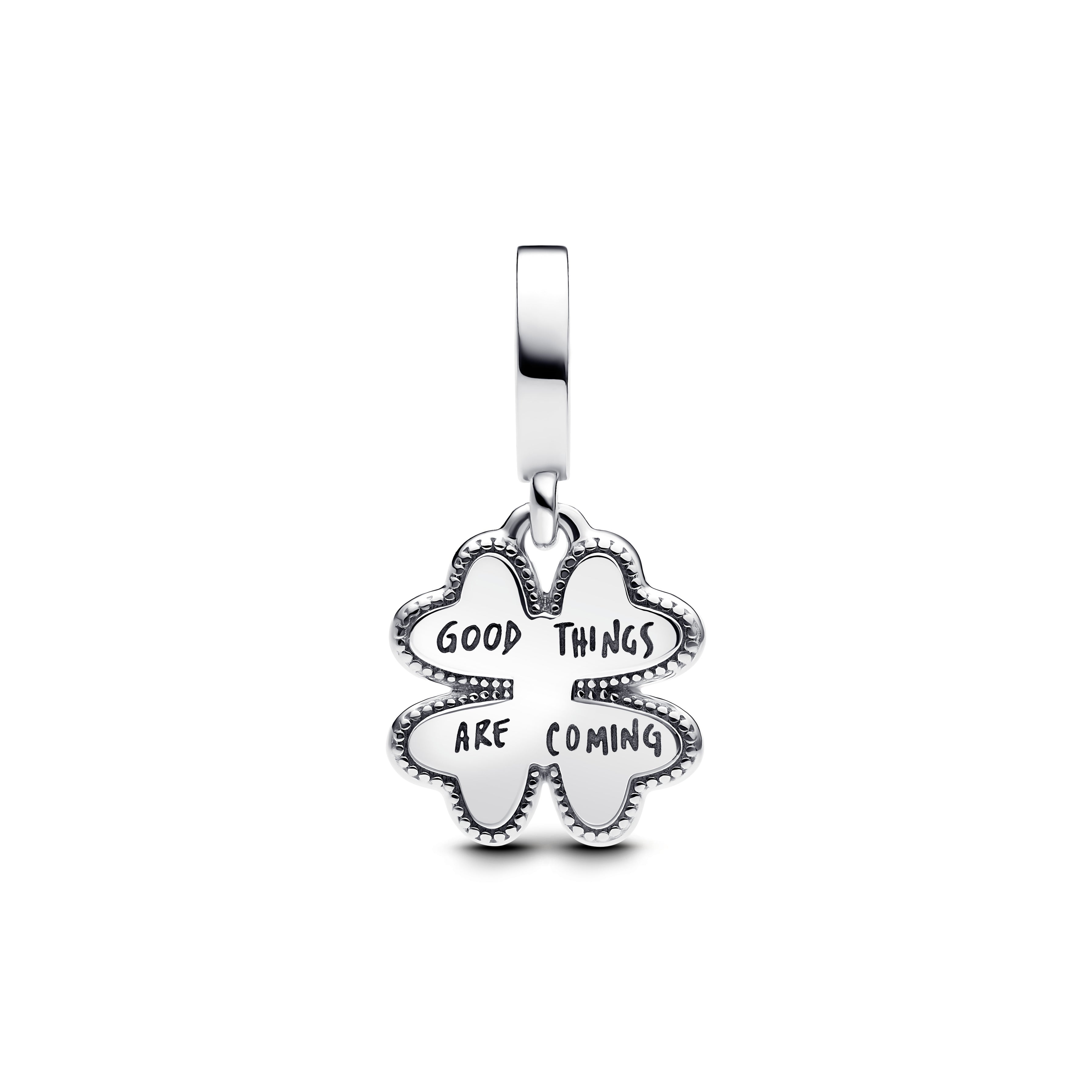 PANDORA 2025 Four Leaf Clover Lab-Grown Diamond Dangle Charm 14K Gold Plated Unique Metal Blend Blue Floral Charms Bracelet Charm Jewelry Gift