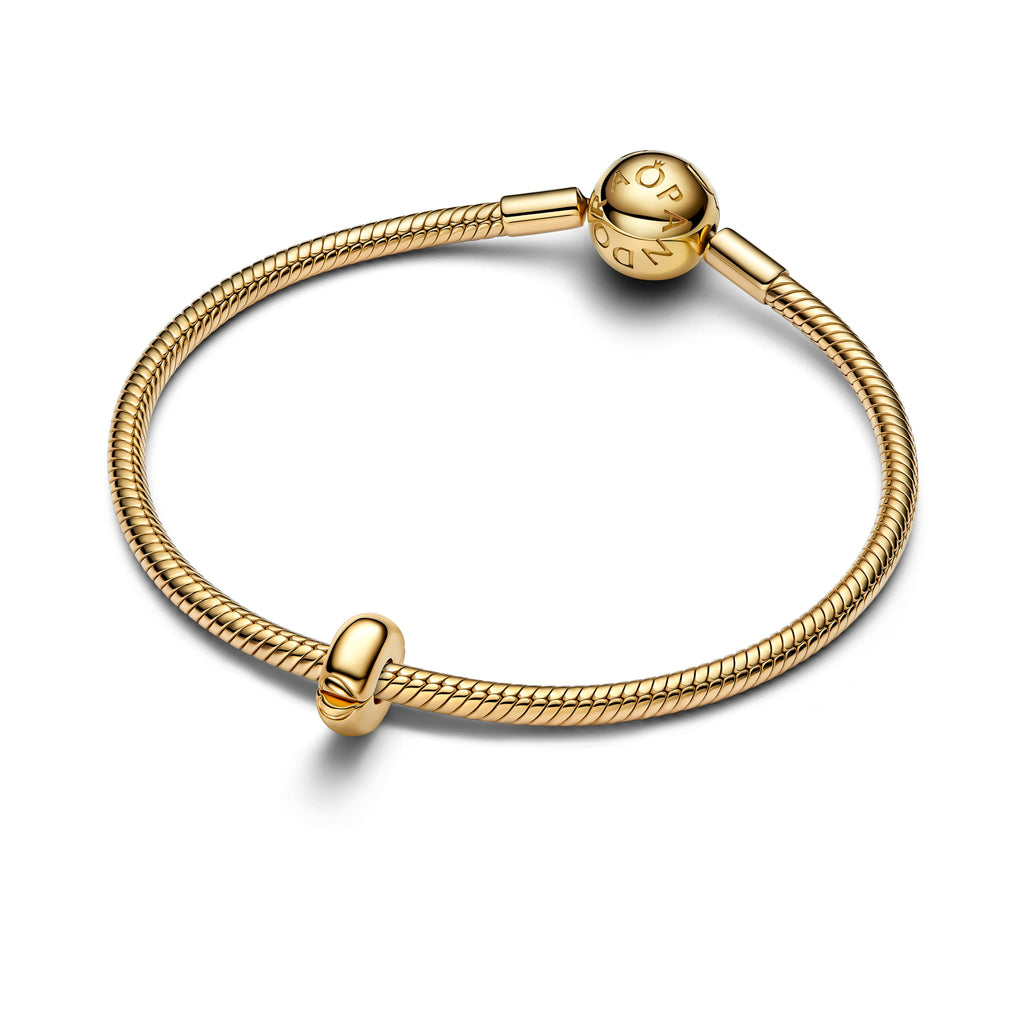 PANDORA Round Clip Charm 14K Gold Plated Unique Metal Blend Heart Charms Bracelet Charm Jewelry Gift