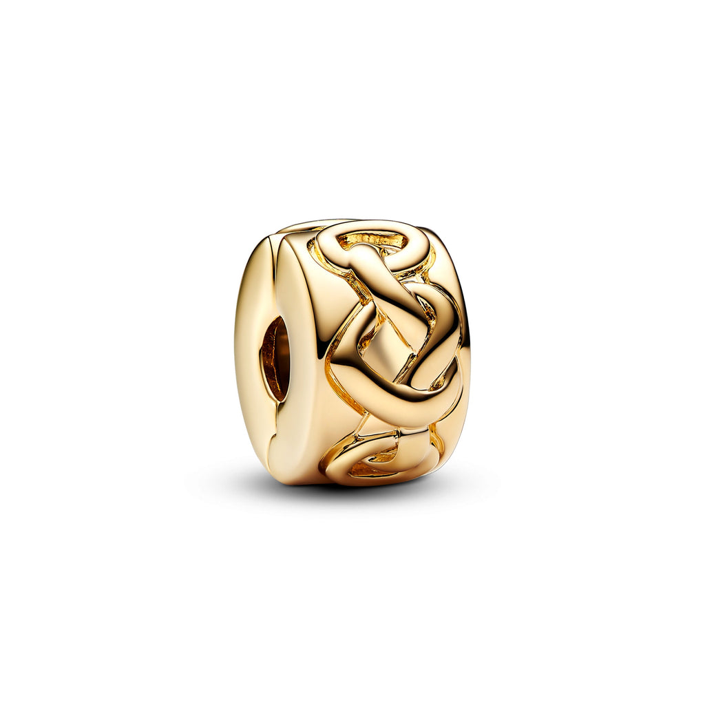PANDORA Knotted Hearts Clip Charm 14K Gold Plated Unique Metal Blend Be Love Charms Bracelet Charm Jewelry Gift