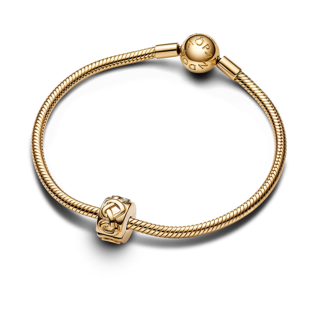 PANDORA Knotted Hearts Clip Charm 14K Gold Plated Unique Metal Blend Be Love Charms Bracelet Charm Jewelry Gift