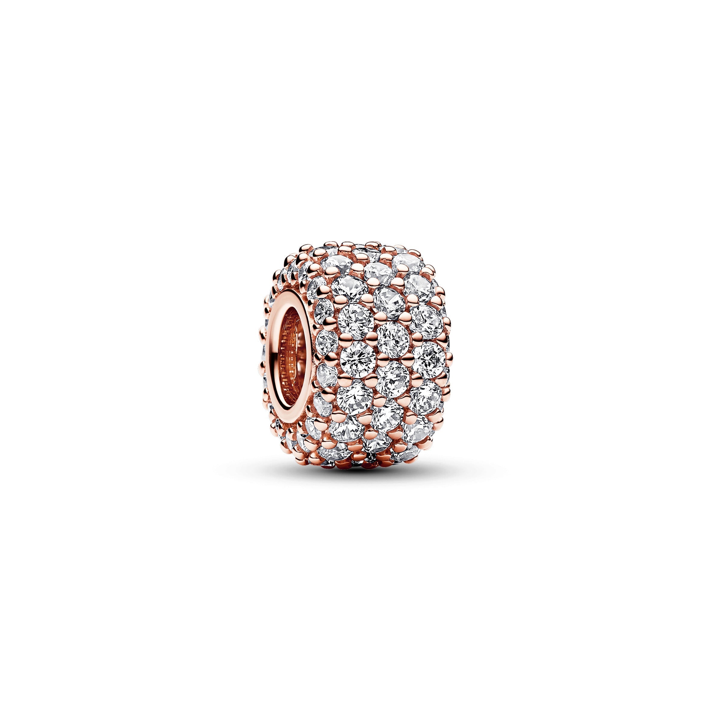 PANDORA Sparkling Pavé Triple-row Charm In 14K Rose Gold-Plated 14K Rose Gold Plated Unique Metal Blend Charms Bracelet Charm Jewelry Gift