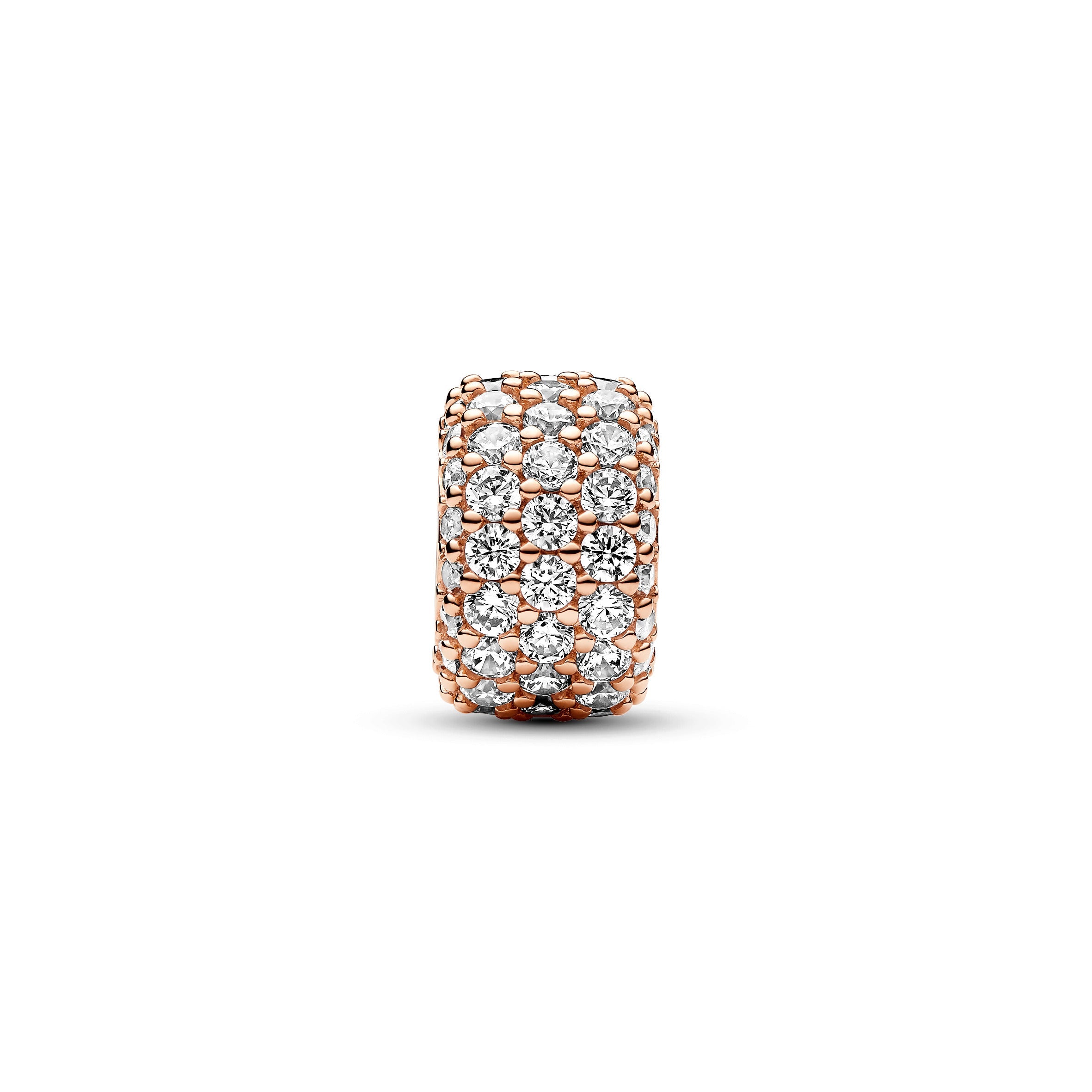 PANDORA Sparkling Pavé Triple-row Charm In 14K Rose Gold-Plated 14K Rose Gold Plated Unique Metal Blend Charms Bracelet Charm Jewelry Gift