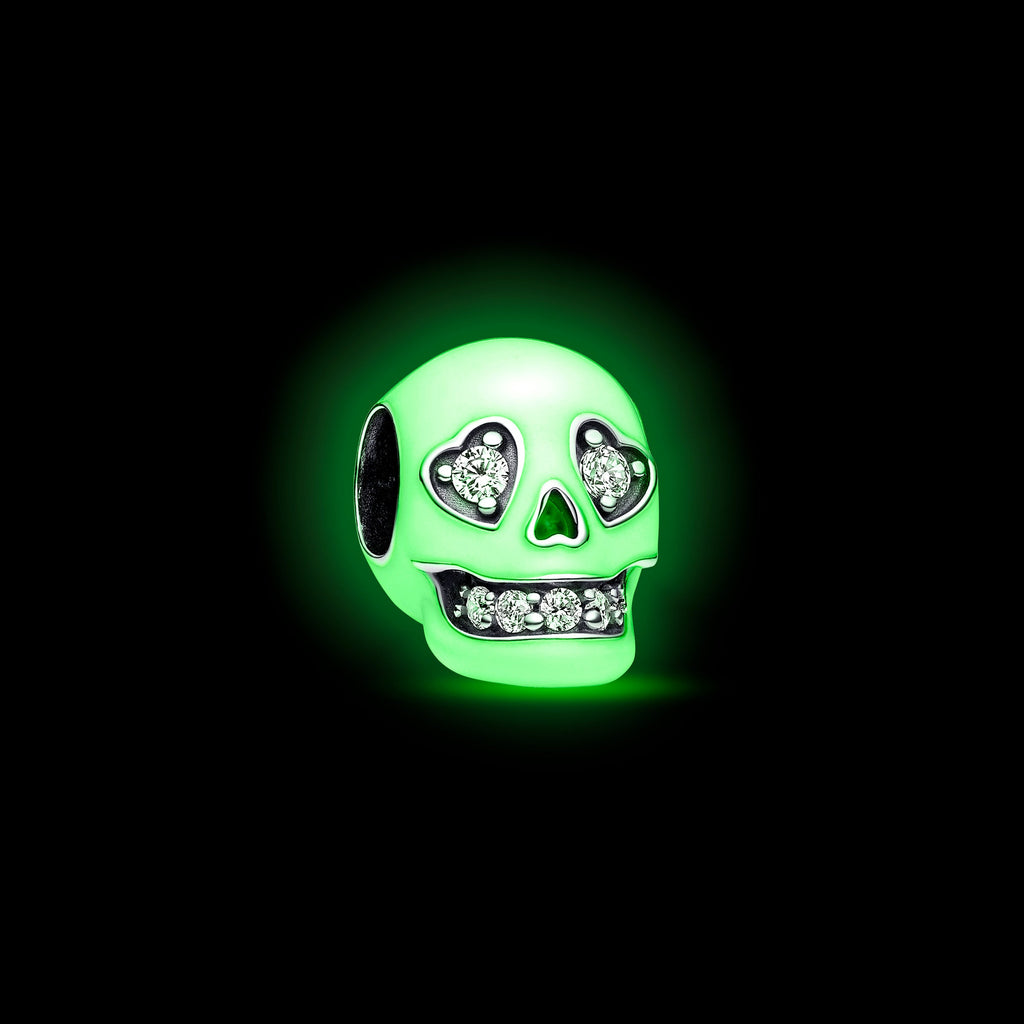 PANDORA Glow-in-the-dark Sparkling Skull Charm Charms Bracelet Charm Jewelry Gift