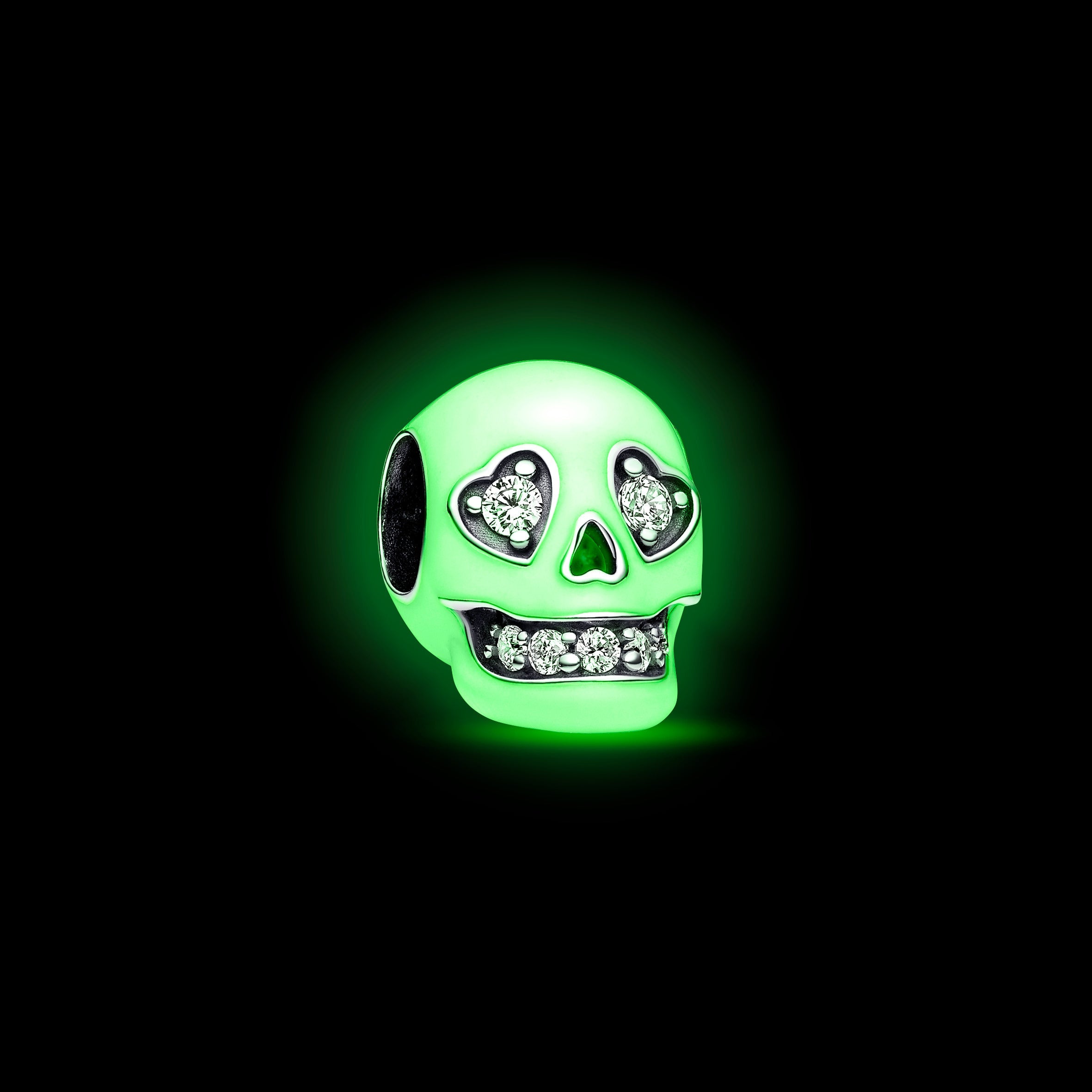 PANDORA Glow-in-the-dark Sparkling Skull Charm Charms Bracelet Charm Jewelry Gift