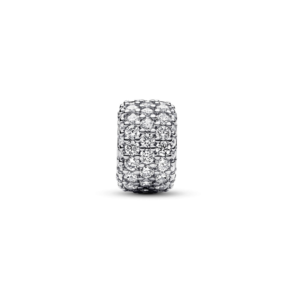 PANDORA Sparkling Pavé Triple-row Charm Cubic Zirconia Silver Charms Bracelet Charm Jewelry Gift
