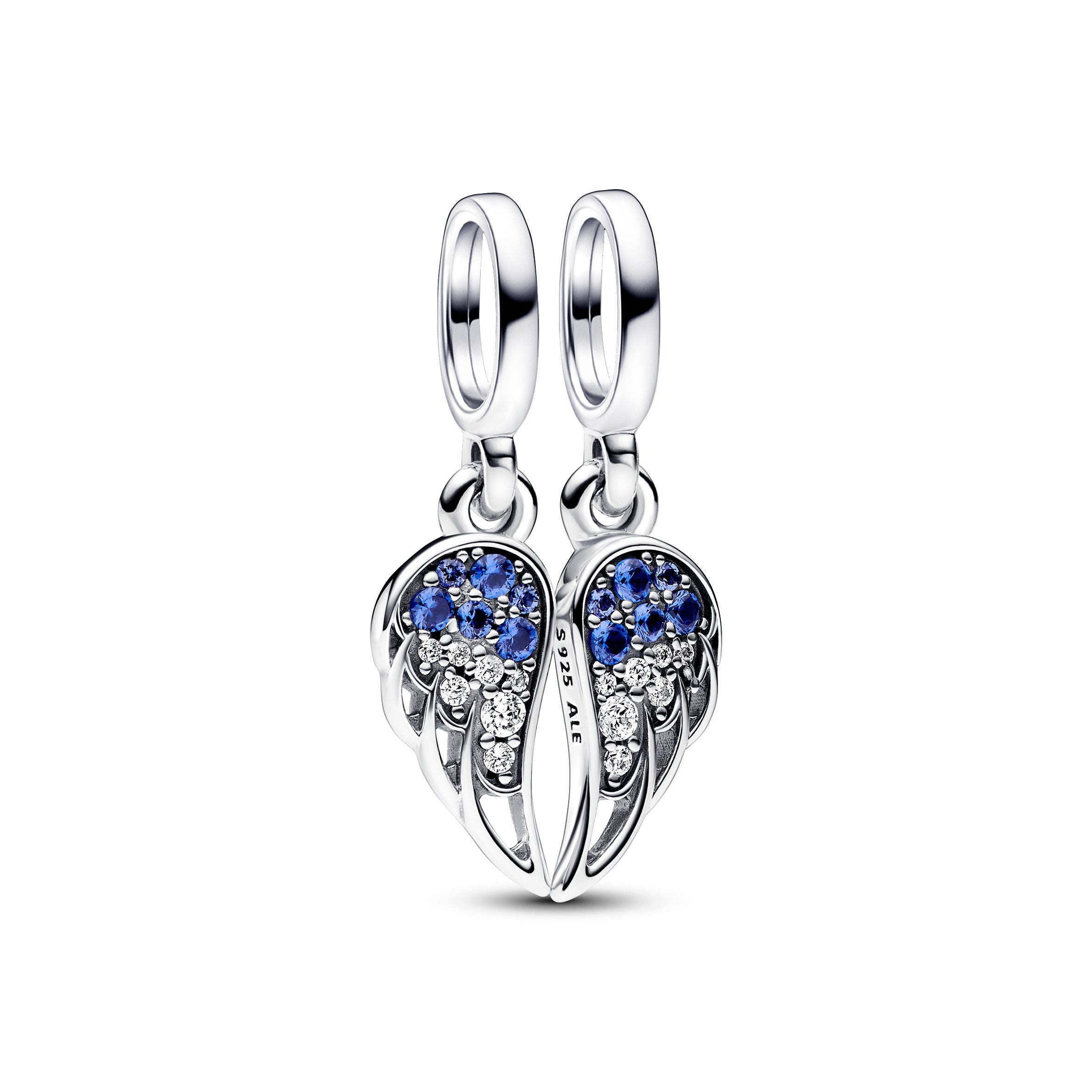 PANDORA Sparkling Splitable Angel Wings Dangle Charm Cubic Zirconia Blue Charms Bracelet Charm Jewelry Gift