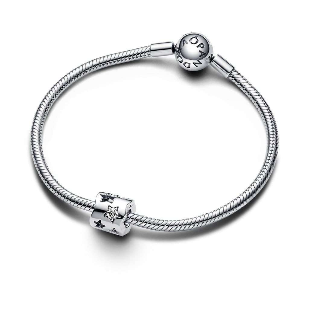 PANDORA Cut-out Sparkling Star Charm Cubic Zirconia Silver Charms Bracelet Charm Jewelry Gift