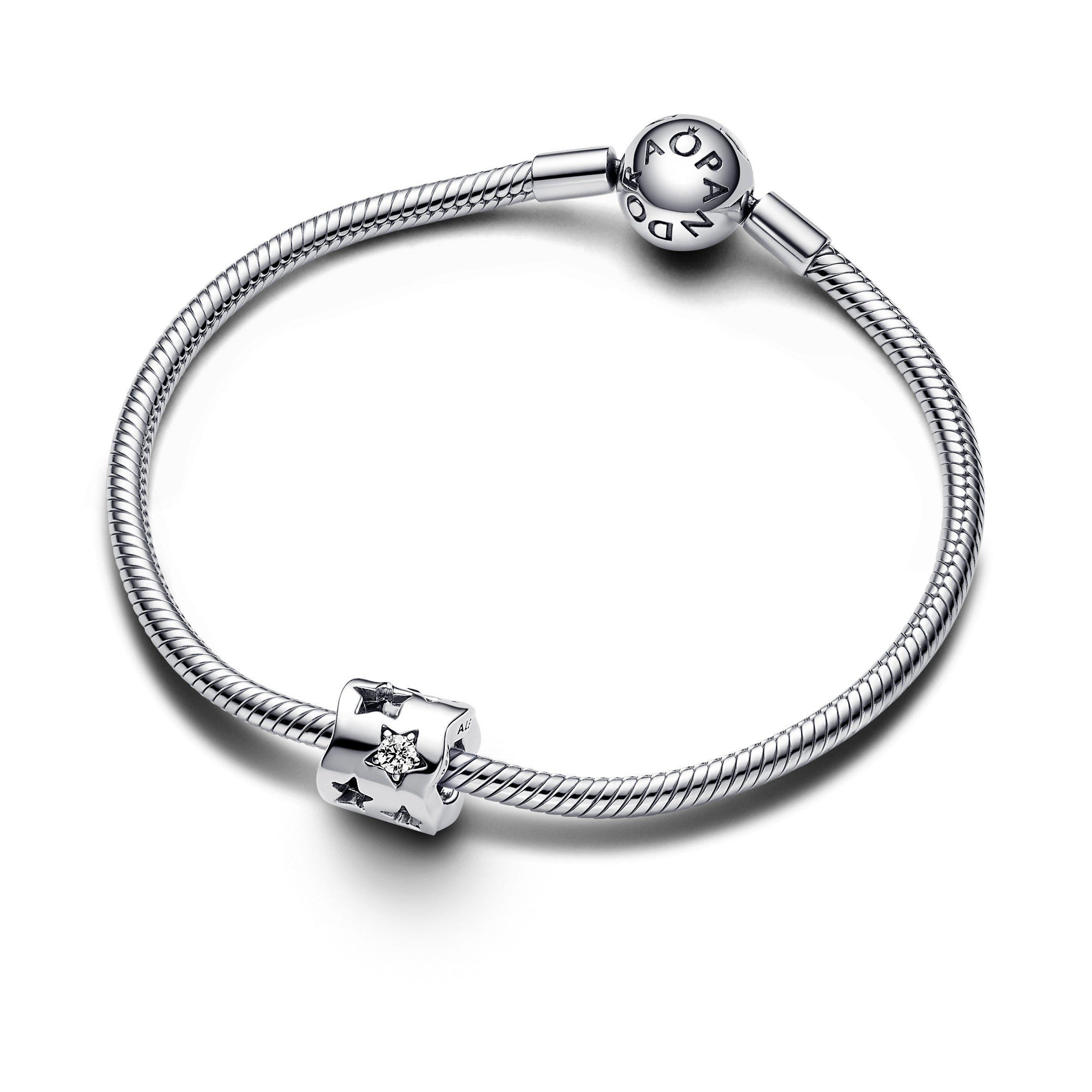 PANDORA Cut-out Sparkling Star Charm Cubic Zirconia Silver Charms Bracelet Charm Jewelry Gift