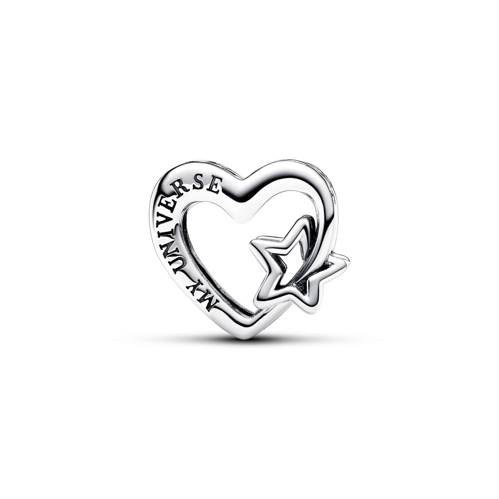 PANDORA Openwork Family Heart And Star Charm Sterling Silver Charms Bracelet Charm Jewelry Gift