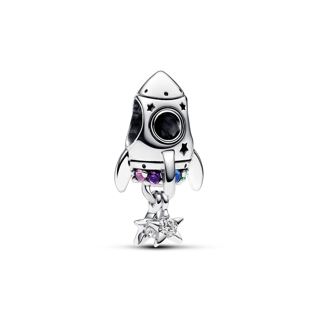 PANDORA Space Love Rocket Charm Cubic Zirconia Silver Charms Bracelet Charm Jewelry Gift