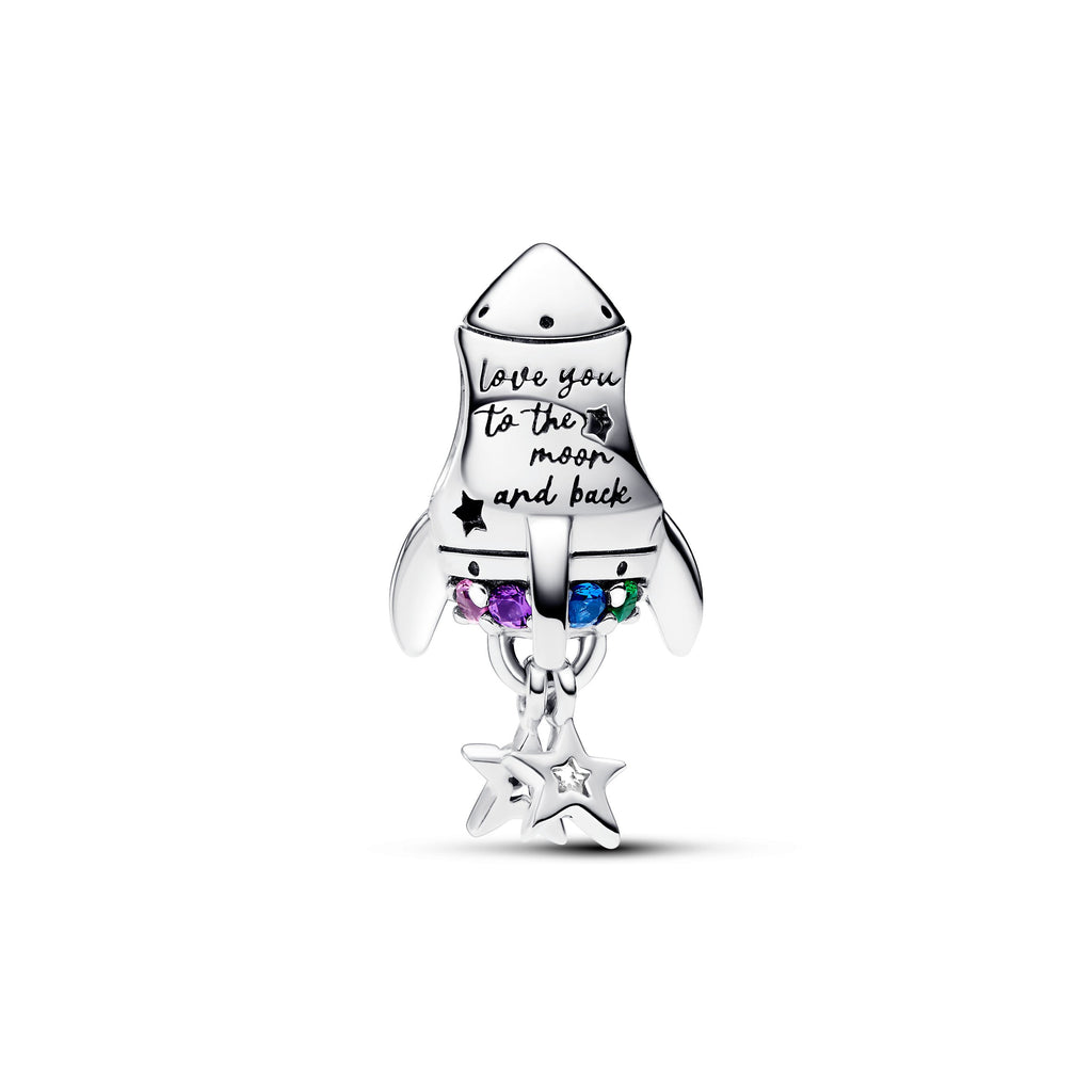 PANDORA Space Love Rocket Charm Cubic Zirconia Silver Charms Bracelet Charm Jewelry Gift