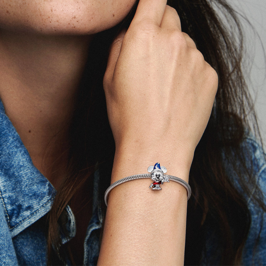 PANDORA Disney Sorcerer Apprentice Mickey Charm Cubic Zirconia Blue Charms Bracelet Charm Jewelry Gift