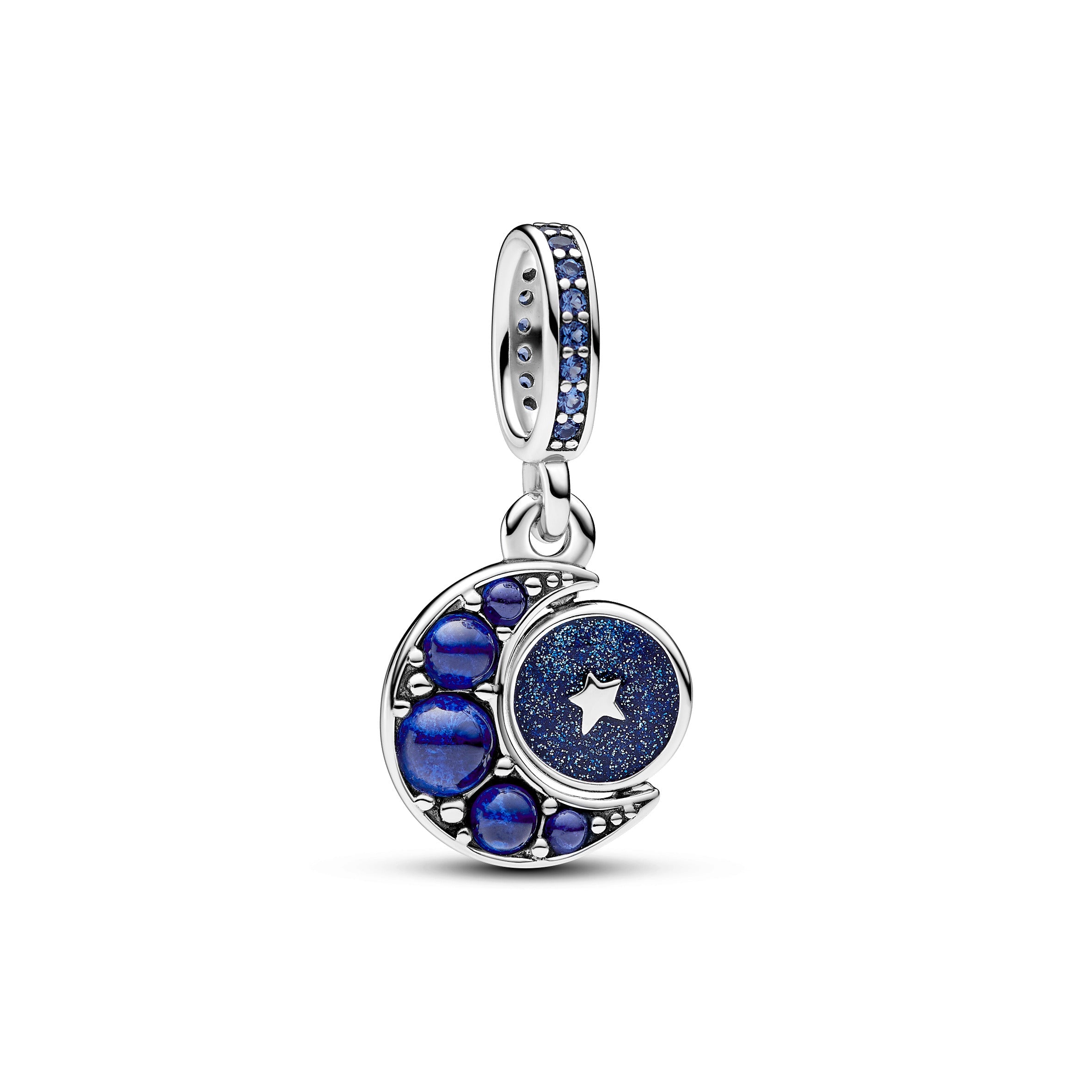PANDORA Sparkling Moon Spinning Dangle Charm Cubic Zirconia Blue Charms Bracelet Charm Jewelry Gift