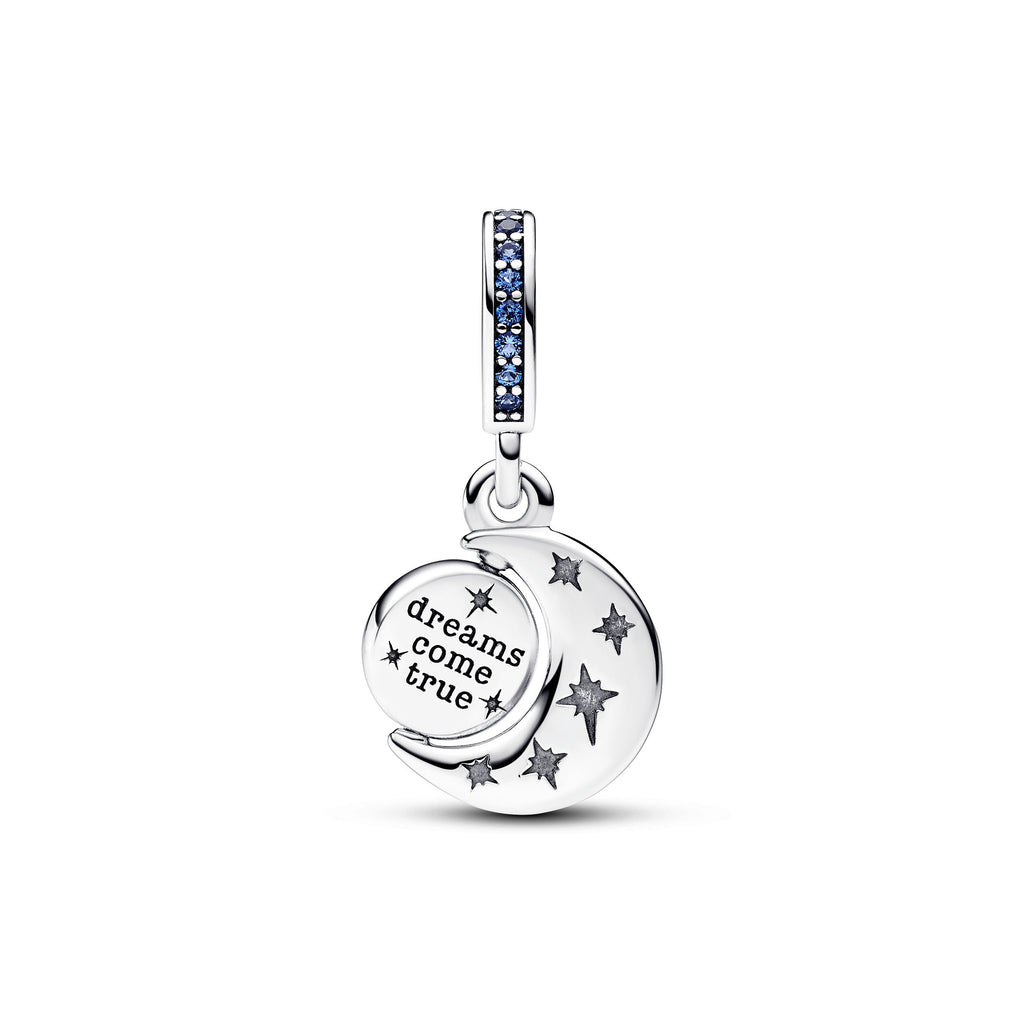 PANDORA Sparkling Moon Spinning Dangle Charm Cubic Zirconia Blue Charms Bracelet Charm Jewelry Gift