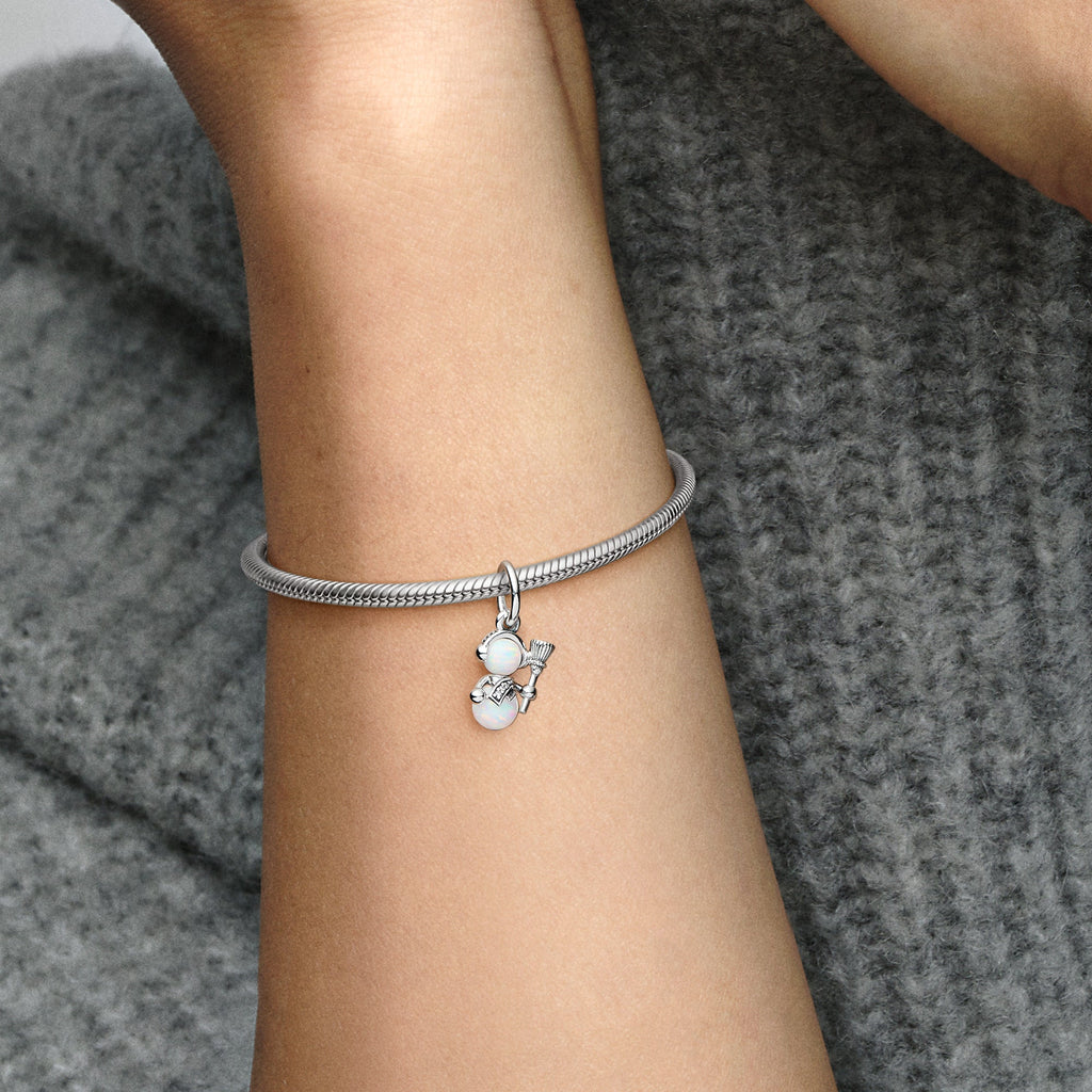 PANDORA Opalescent Snowman Dangle Charm Cubic Zirconia Silver Charms Bracelet Charm Jewelry Gift